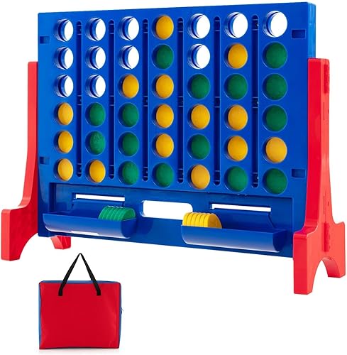 Vista 10 de KOTEK 1.6 FT Tall Giant 4 in A Row, Jumbo 4-to-Score Game with Carrying Bag & 42 Coins, Quick Release Slider, Indoor Outdoor Family Board Game for