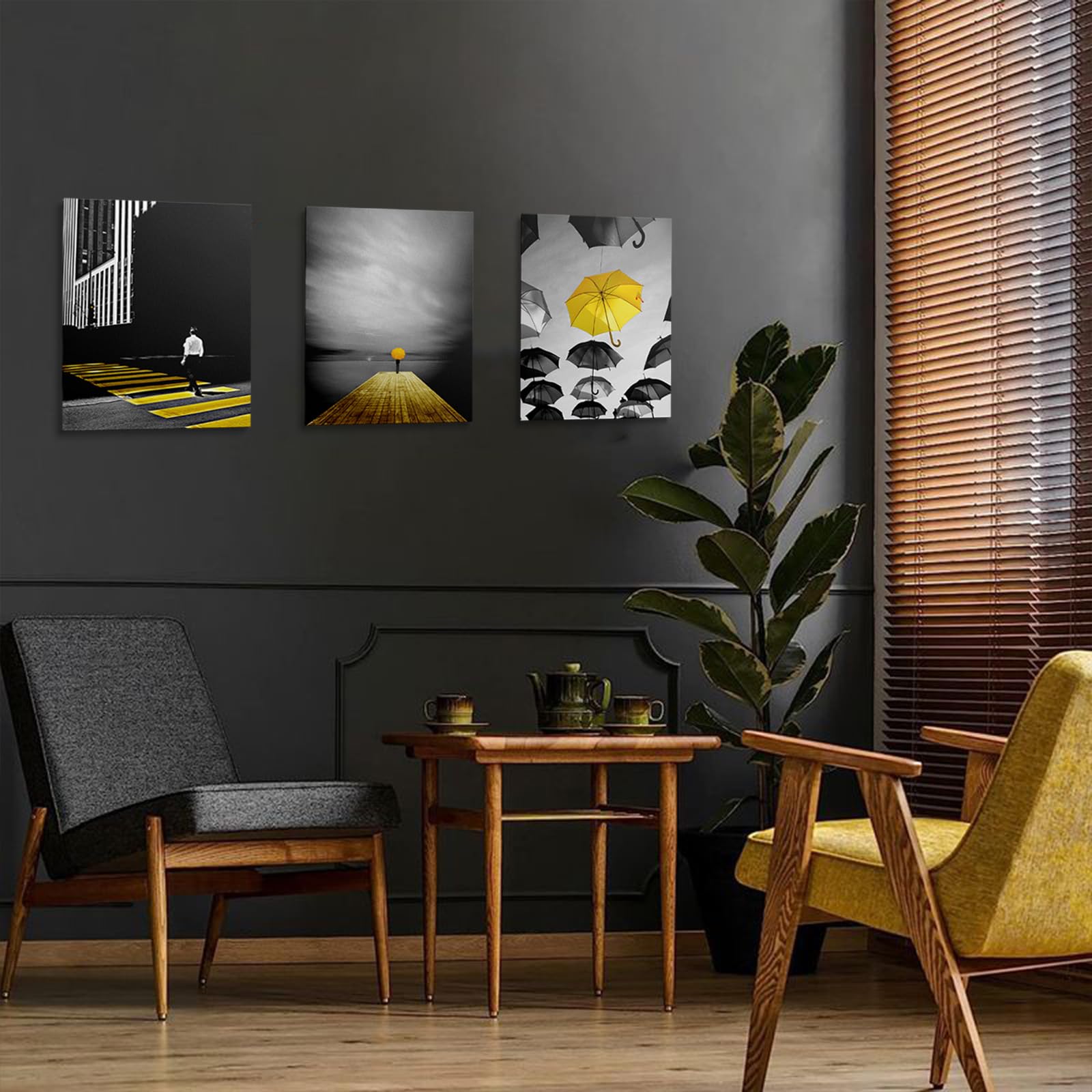 prinfantasy Black Wall Art Photo Canvas - Pictures Artwork Prints 3 Panels 12x16in for Living Room YH1606 - Image 4