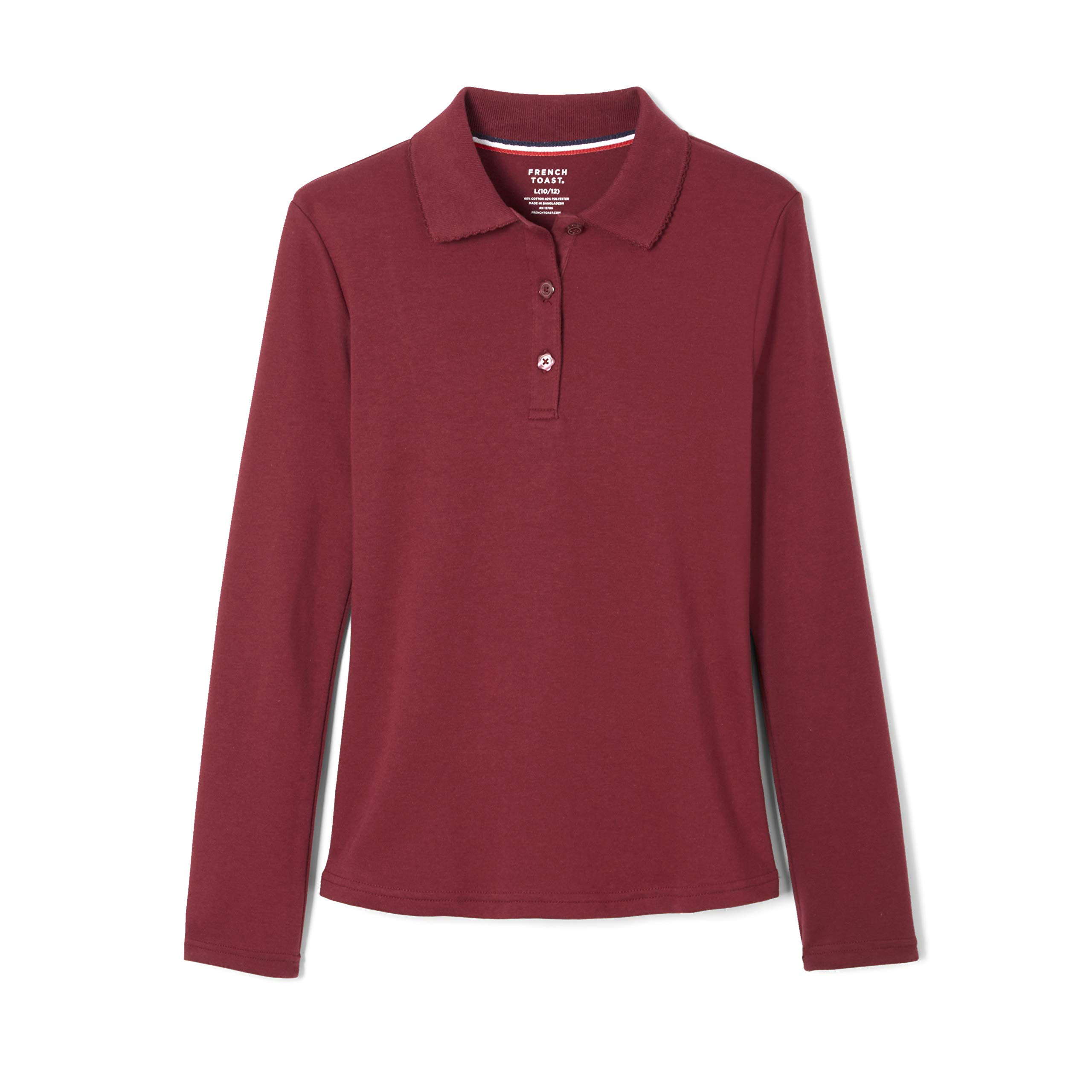 French Toast Girls' Ruffle Collar Polo Shirt with Long Sleeves