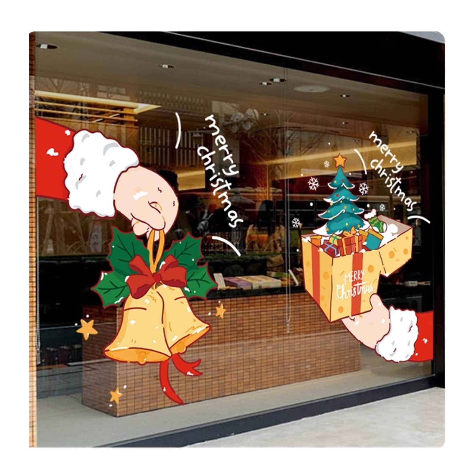 weihnachtsdeko fenster Weihnachts-Fensteraufkleber, 2 Bögen, Fensteraufkleber, doppelseitige Weihnachts-Glasdekoration for Weihnachten, Heim- und Bürodekoration selbstklebend(Groß)