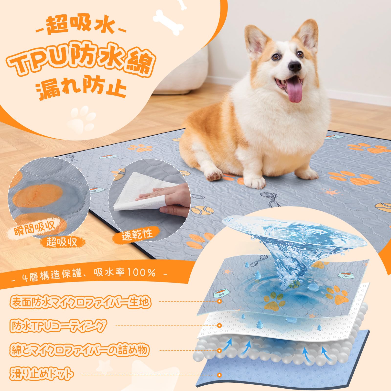 Amazon | LOOBANI 洗えるペットシーツ 超吸収 ペットマット 防水 滑り