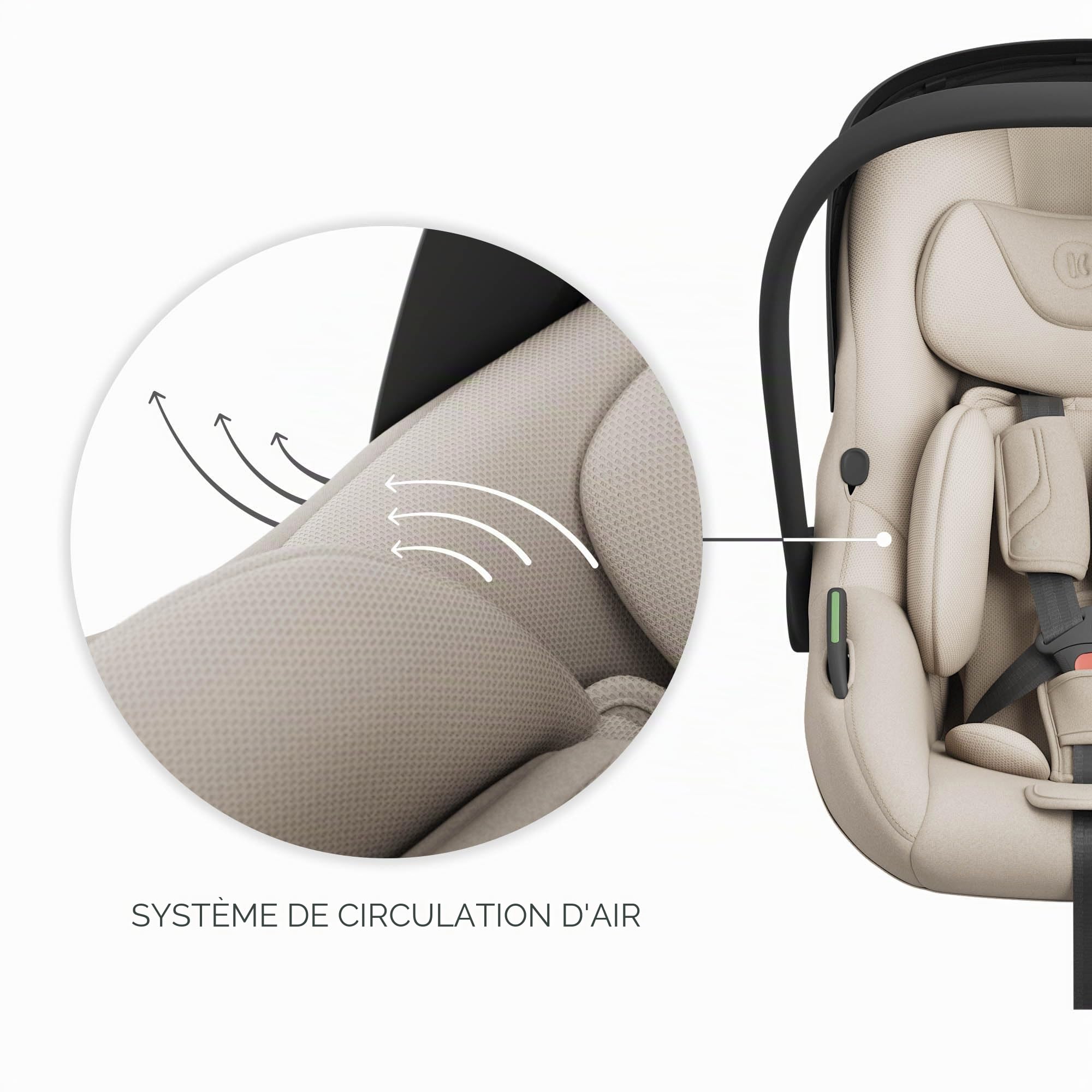Kinderkraft I-LITE Siège Auto avec base ENDURA SAFE FX, siège auto pour bébé, i-Size, 40–87 cm, rotatif, ISOFIX, ERGO PAD, système modulaire, léger, 3,2 kg, harnais 5 points, 0–12 ans, Beige