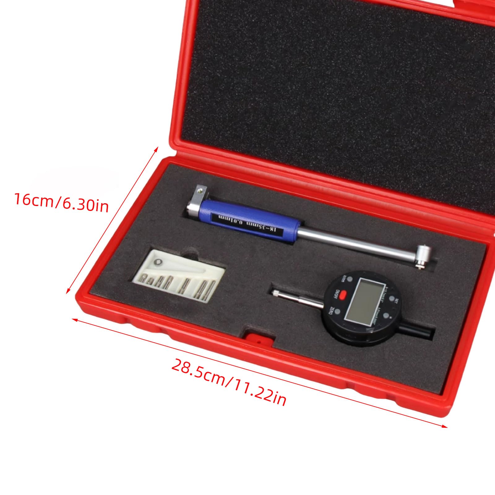 Medidor digital interior de 0 a 12,7 mm, diámetro interior de 0,01 mm, resolución de 0,0005 pulgadas con juego de medición de diámetro de varilla de medición