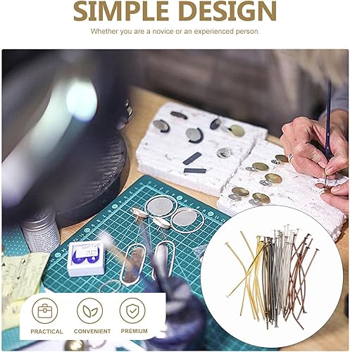 Miniatura 9 de EXCEART 600 pines de cabeza plana para hacer joyas, pines en T de metal para manualidades, aretes, pulseras, joyería, accesorios, suministros
