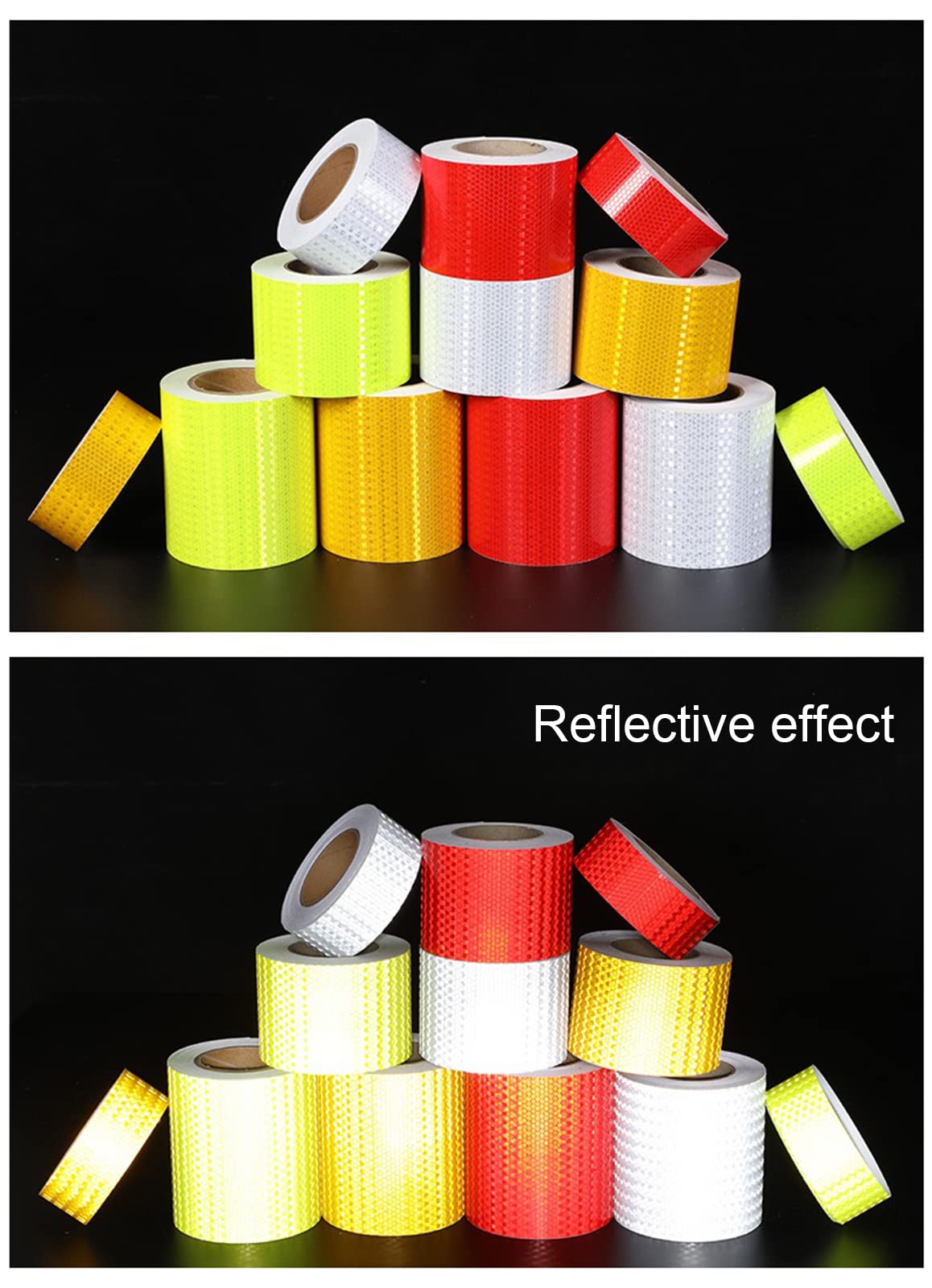 Cinta adhesiva reflectante, cinta de precaución, cinta reflectante for exteriores, cinta de seguridad de alta visibilidad, duradera, visibilidad del reflector, resistente a la intemperie y a la humeda