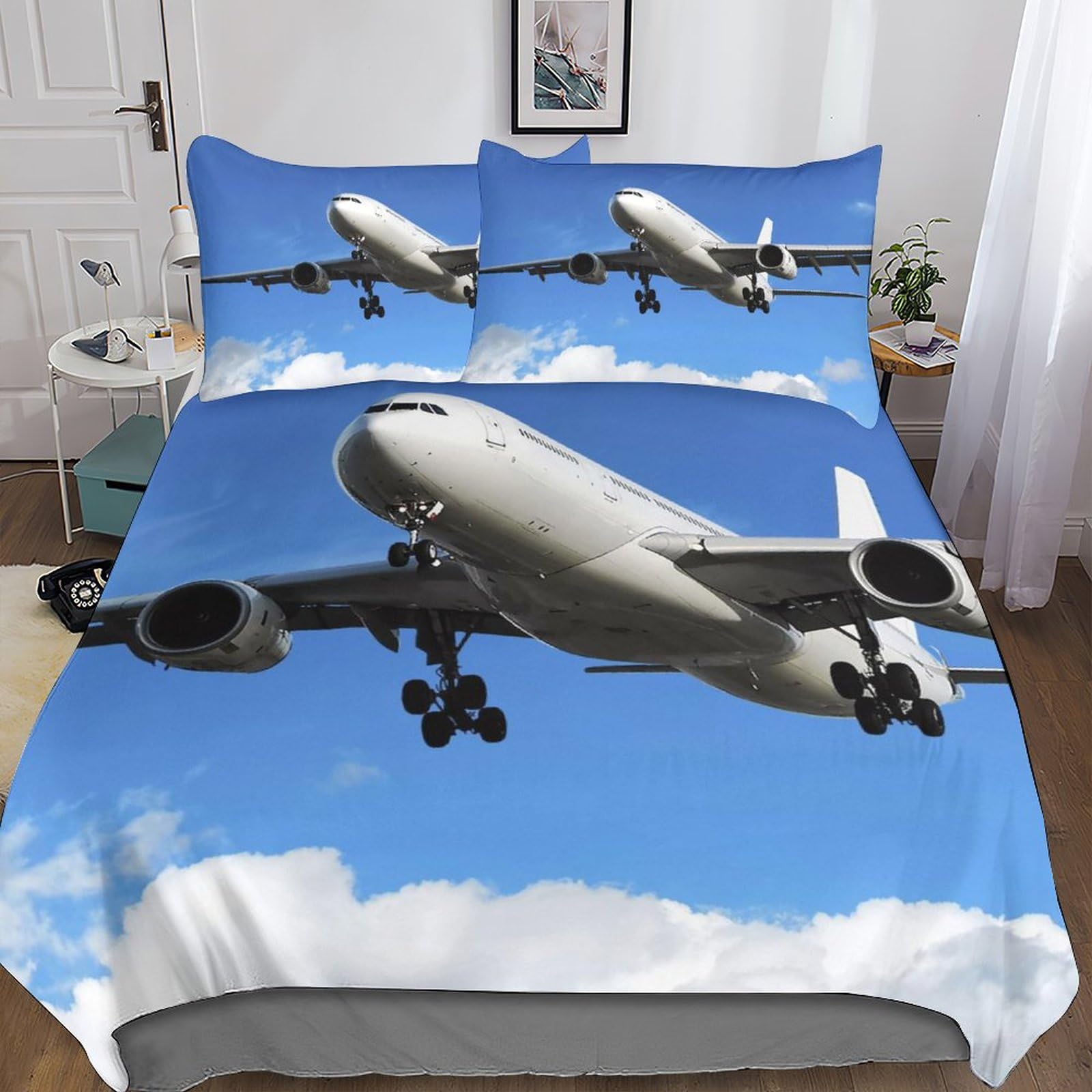 Linge aircraft microfibre 3D ensemble lit anti-allergie enfants