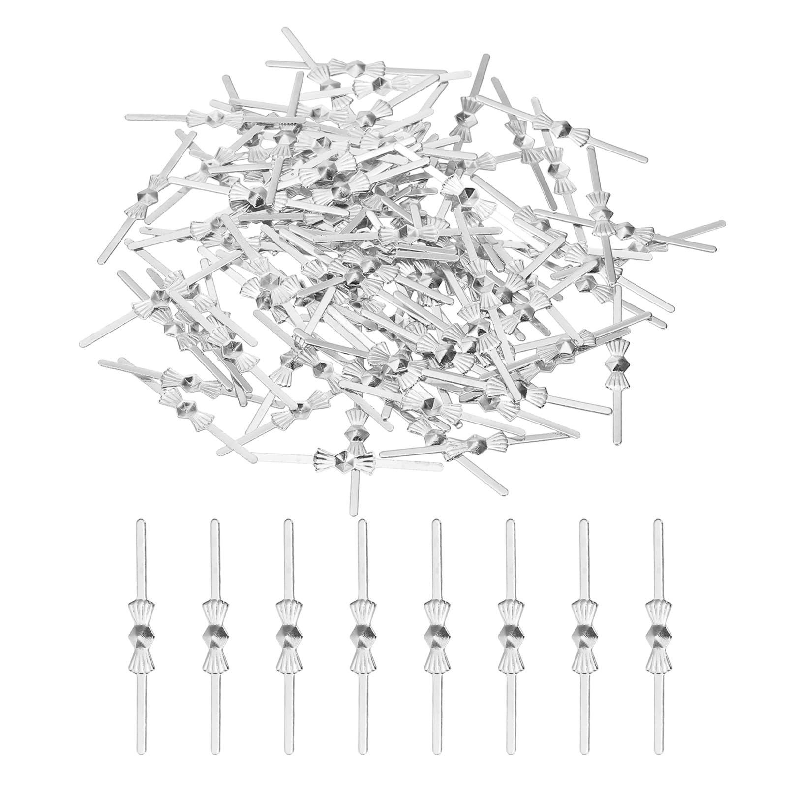sourcing map 150Pcs Chandelier Connector Clip, 25mm/0.98" Copper Crystal Chandelier Pin, Lamp Connectors Clips Replacement for Fastening Crystals Lamp Ceiling Light Parts, Silver Tone