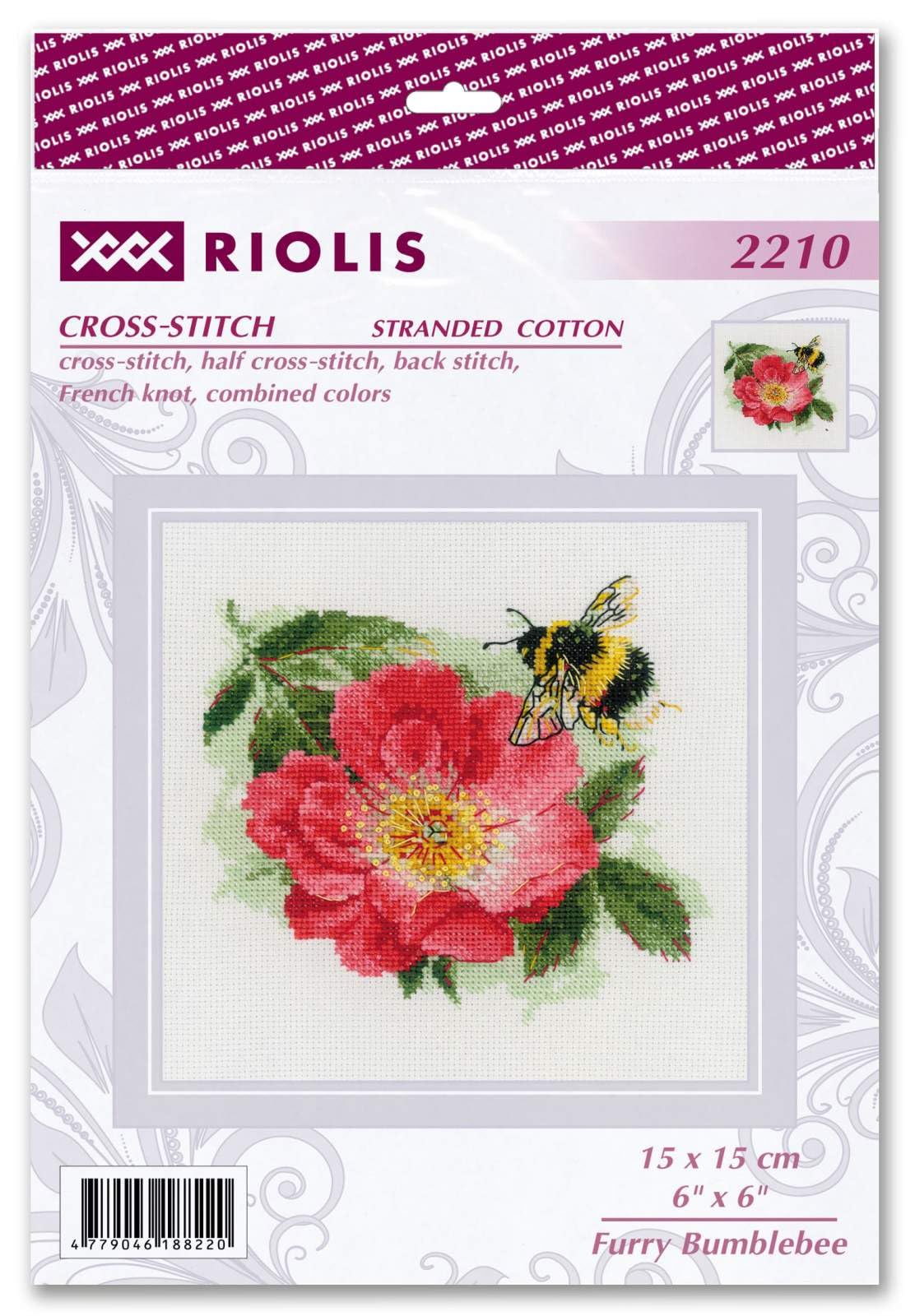 Riolis Kreuzstich Stickpackung Pelzige Hummel, Zählmuster, 15x15cm