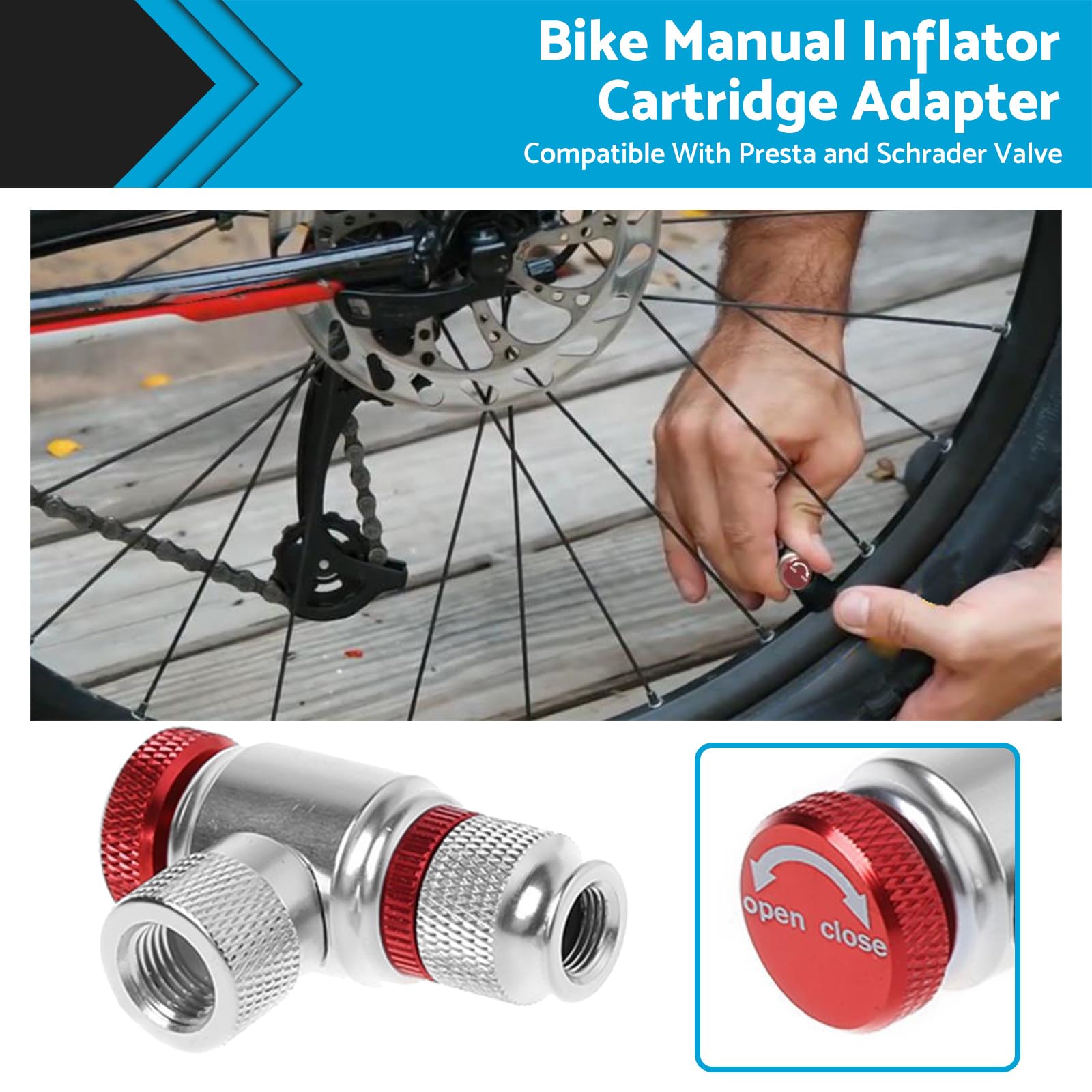 ALINREDBX CO2 Bike Tire Inflator Compatible with Presta and Schrader Valve Bicycle Pump for Mountain Bikes
