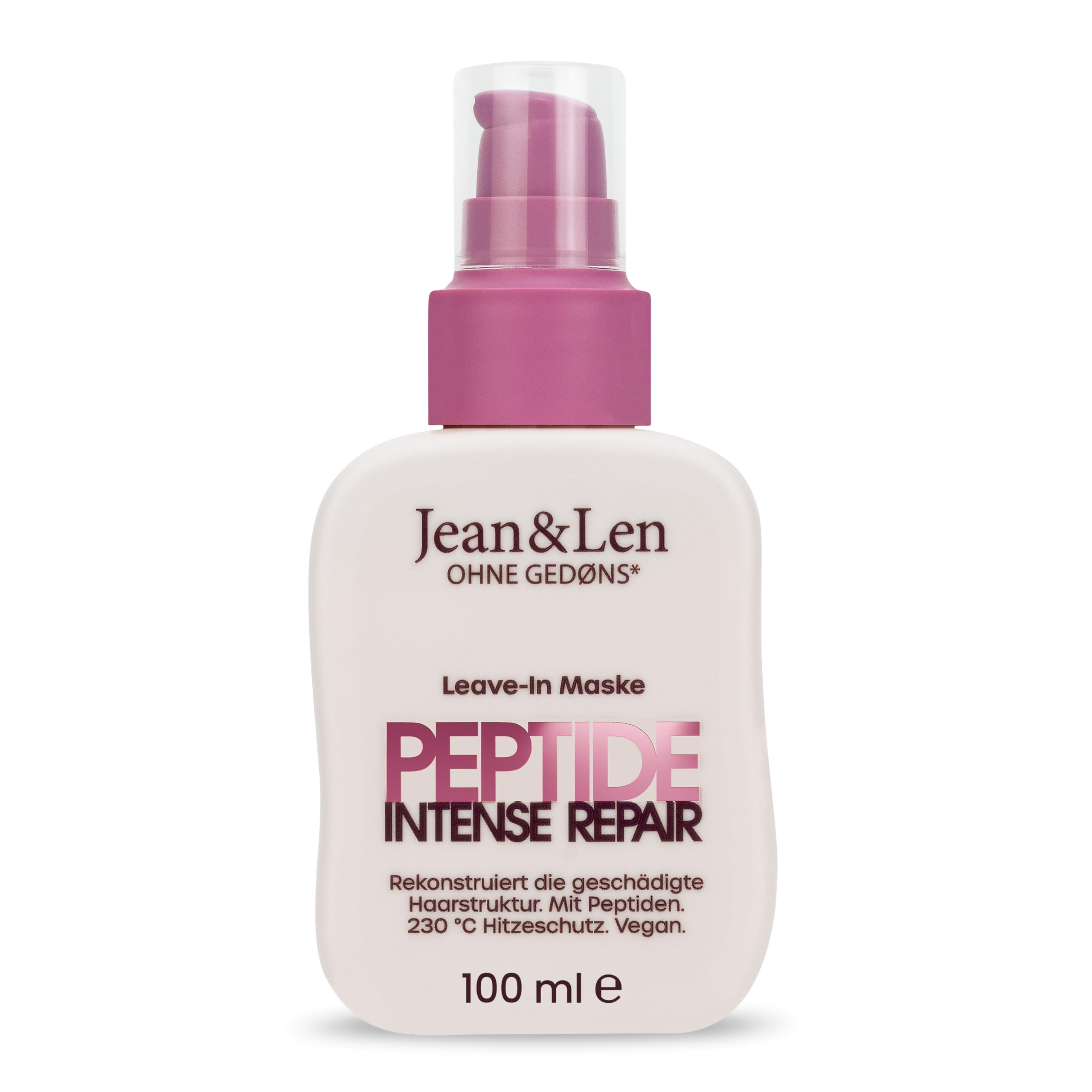 Jean & Len Leave-In Haarmaske Peptide Bond Repair, für strapaziertes & geschädigtes Haar, rekonstruiert & repariert Haarschäden, glättet Haarstruktur, Hitzeschutz bis 230 °C, Haarpflege vegan, 100 ml