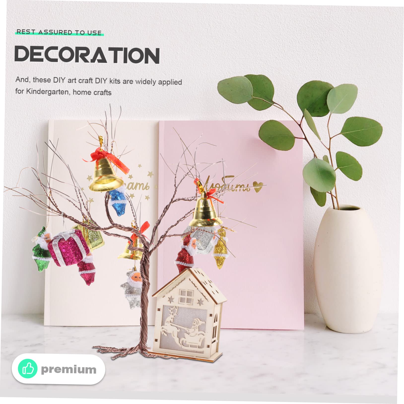 Ciieeo 2 Set Pacchetto materiale natalizio albero di natale artificiale mini giocattolo decorazioni natalizie kit bambini arti fai da te kit artigianali forniture fai da te
