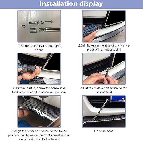 Miniatura 7 de 2 barras de soporte ajustables de repuesto para parachoques delantero universal de 7.87 pulgadas (rojo)
