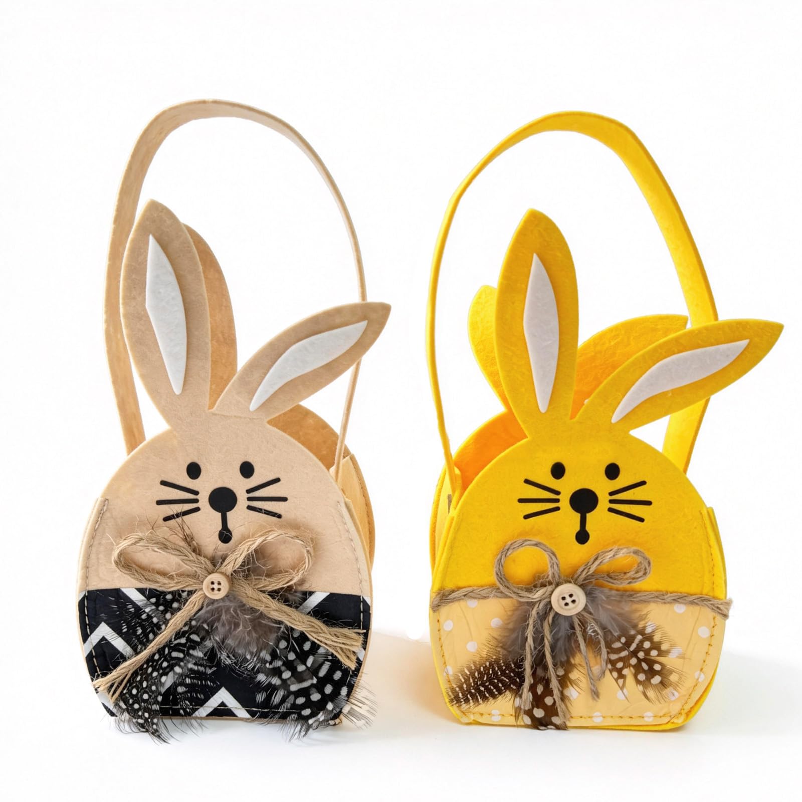 Scinzene Osterkörbchen für Kinder - 2 Stück Filz-Osternester mit Hasenmotiv, Personalisierbare Ostertasche zum Befüllen, Festliche Deko für Ostereiersuche und Tischdekoration