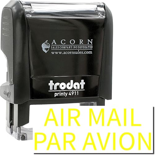 Miniatura 3 de Sello avión autoentintado para correo aéreo par  tinta amarilla