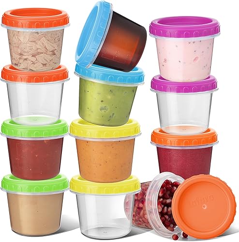 Miniatura 7 de Recipientes pequeños de 4 onzas con tapas (paquete de 12) recipientes pequeños para aperitivos con tapas giratorias  Contenedores de condimentos