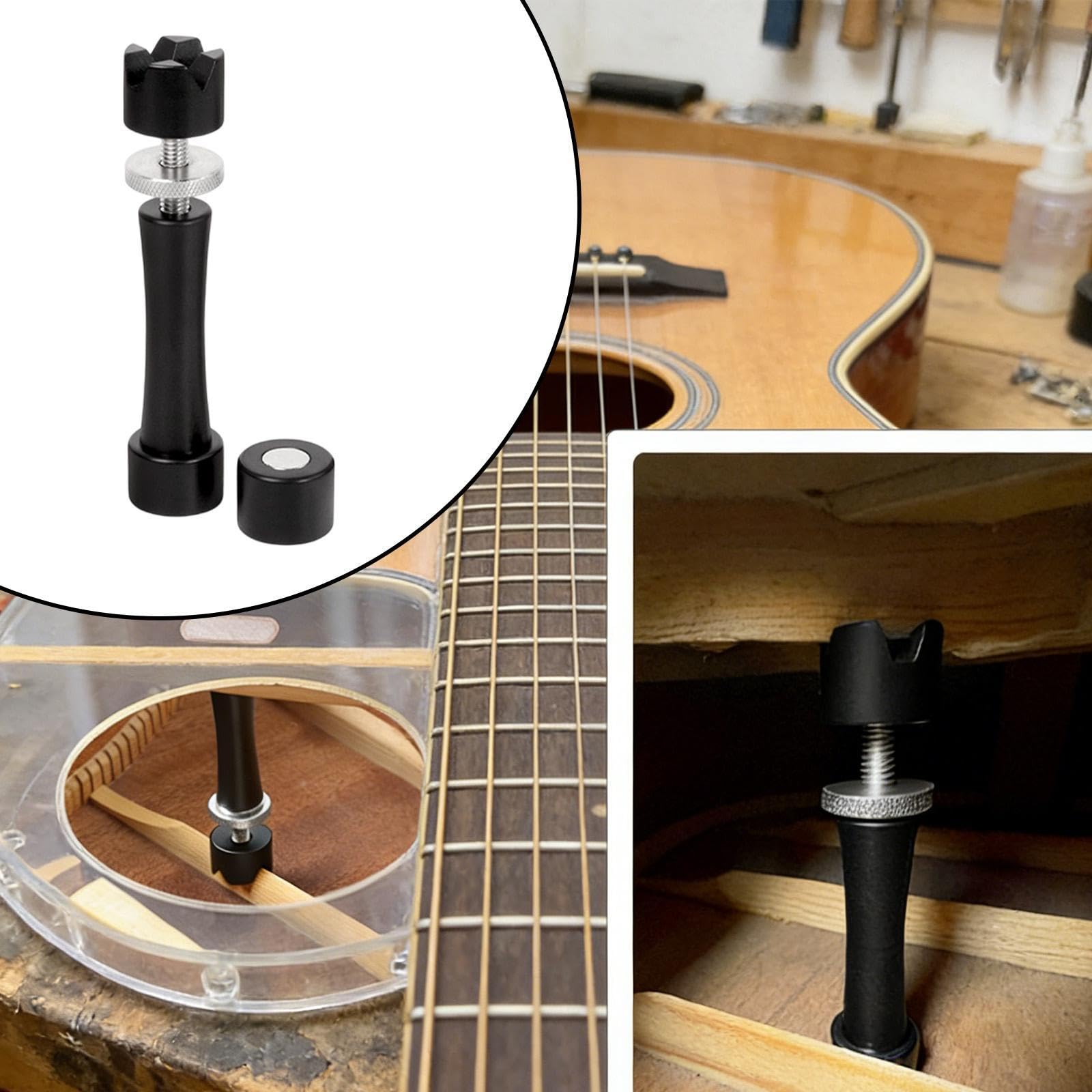 Qianly Gato de Reparación para de Guitarra Herramienta para Luthier Soporte Ajustable Accesorio Reparación de Instrumentos Adecuado para Músicos, 68 a 78 Mm