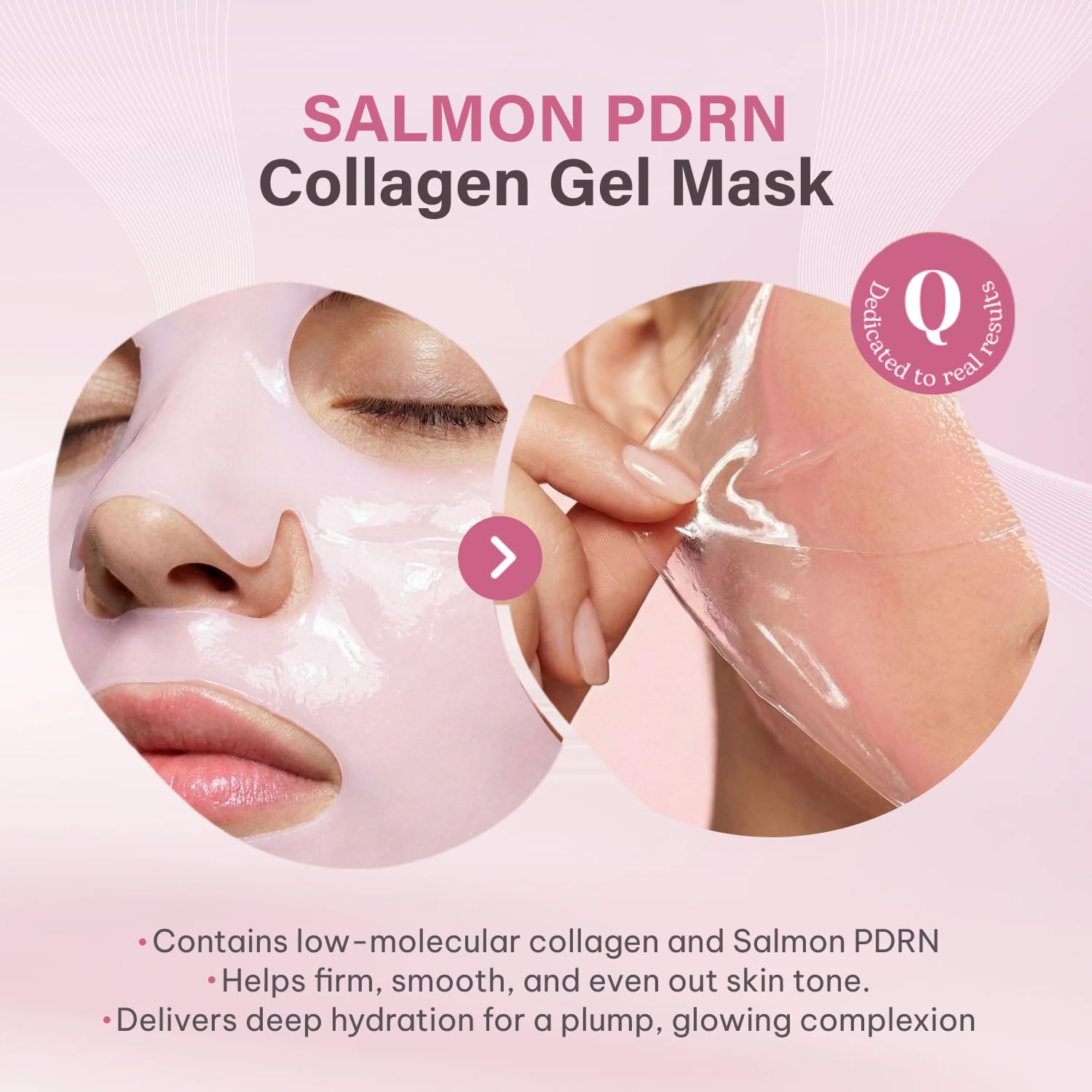 Quasi Salmon PDRN Collagen Mask - Korean Skin Care Gel Gesichtsmaske für Hydratation, Straffung & Glättung der Hautpflege, Kollagen Boost & Pore Care - 4 Masken, nicht reizend, natürliche