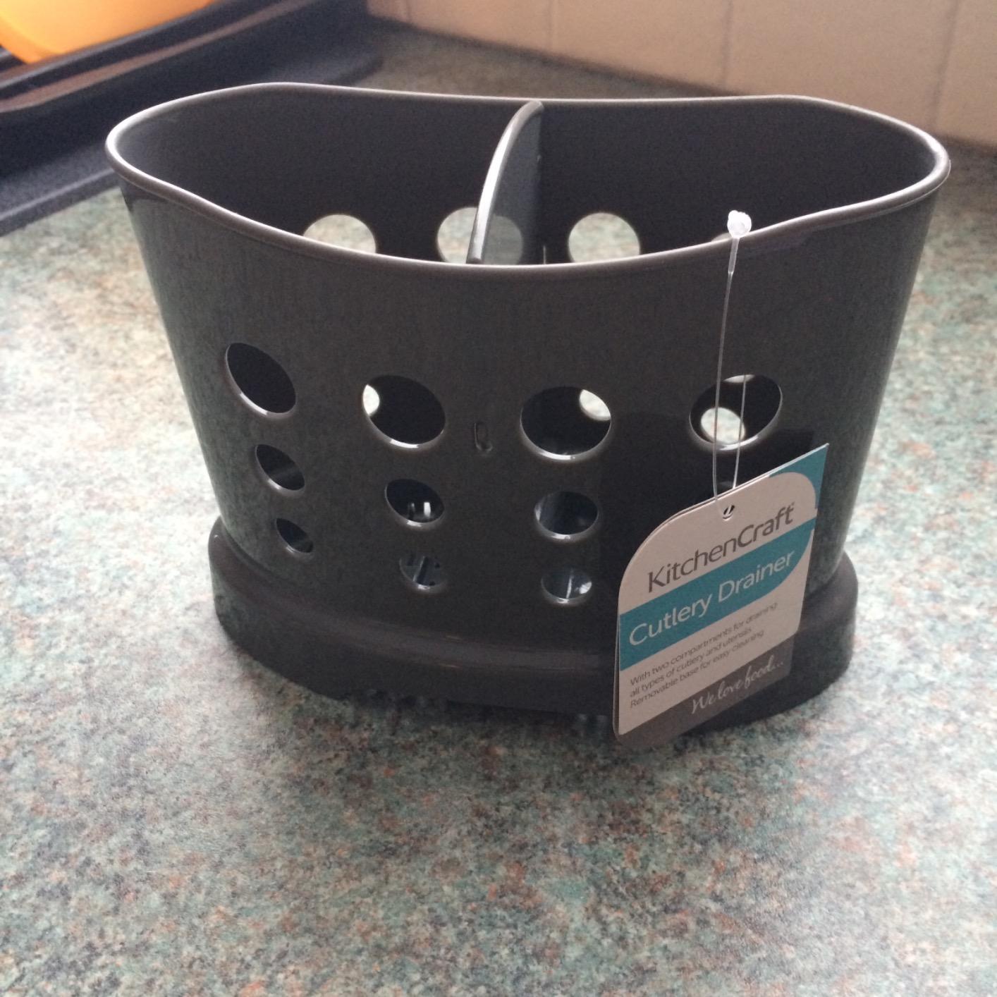 KitchenCraft KCCADDYPL Plastic Cutlery Drainer Caddy, Grey, 16 x 8 x 12