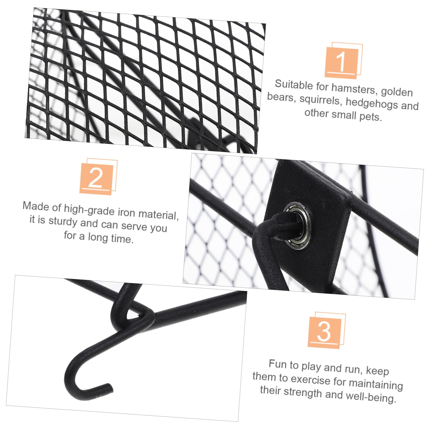 Rueda De Ejercicio Silenciosa para Hámster De Hierro Negro 21 Cm para Correr Ardillas Erizos y Pequeños Roedores