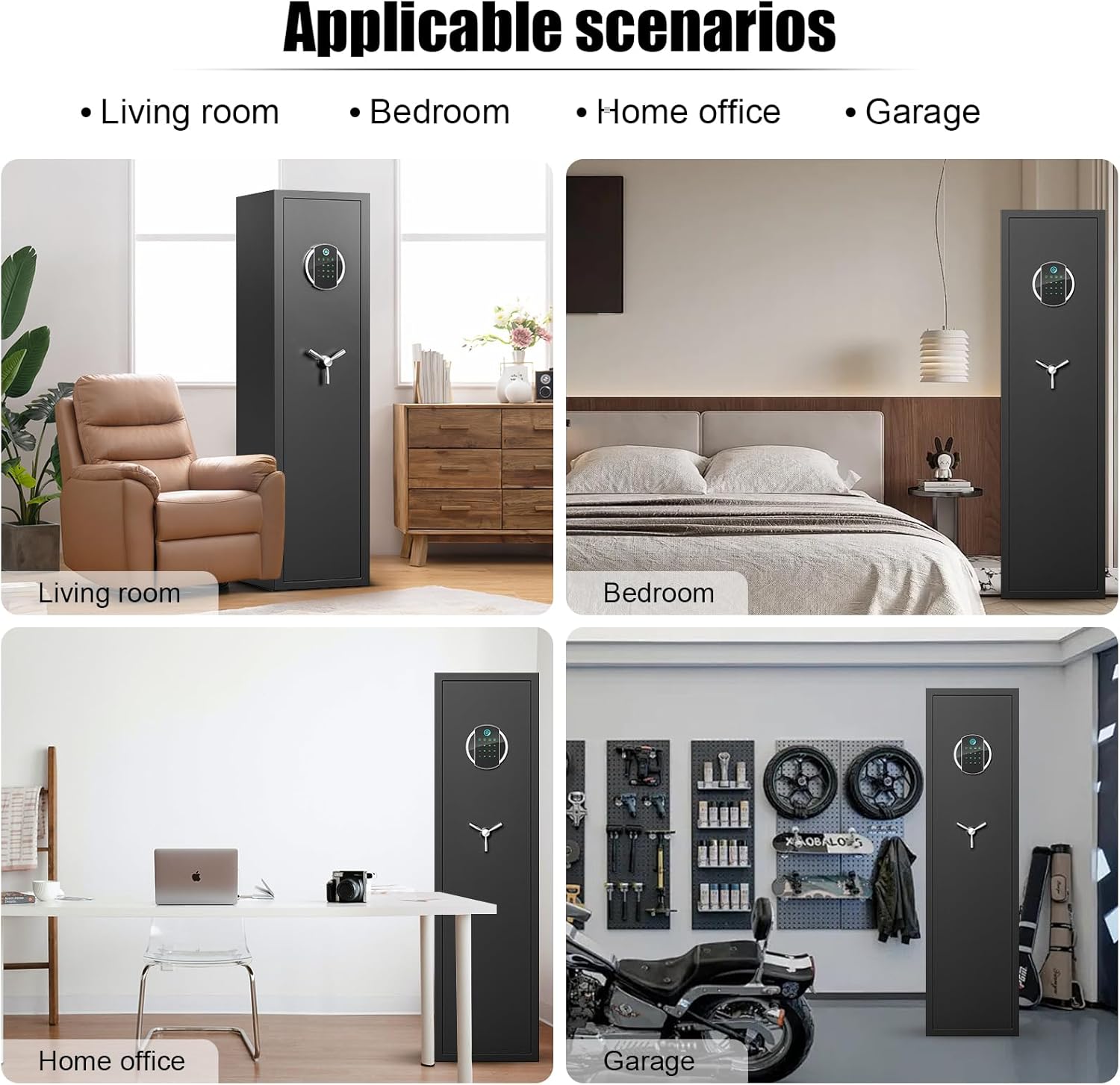 Image showing the Omethey gun safe with its dimensions: 54.33 inches height, 11.81 inches width, and 11.02 inches depth.