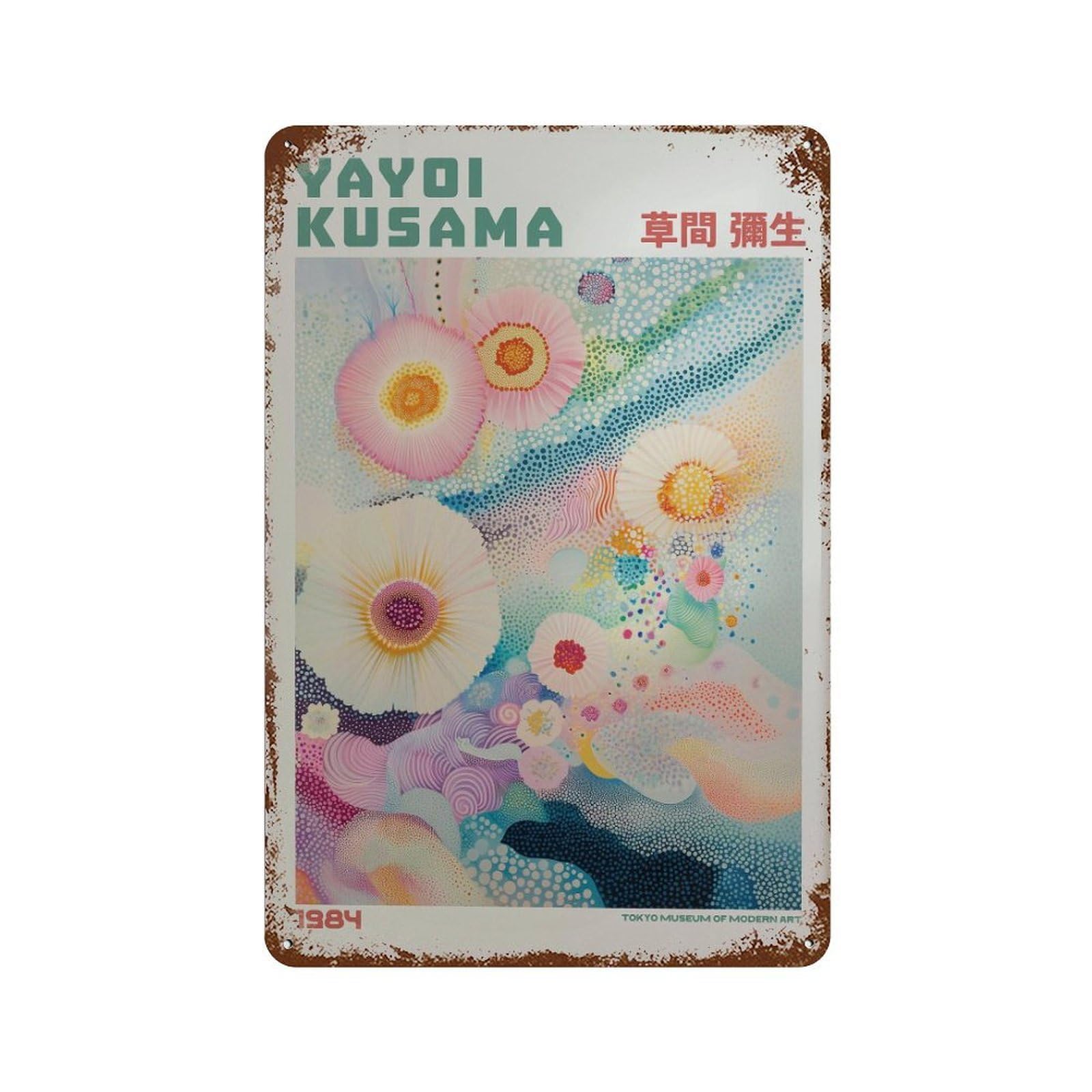 xiaoxiaoshen Yayoi Kusama Modern Exhibition Japandi Maximalist Livingroom. Wall Decor Art Metal Tin Poster Modern Home Decor Art Home Bar Shop Decorations Vintage Sign 30x20cm