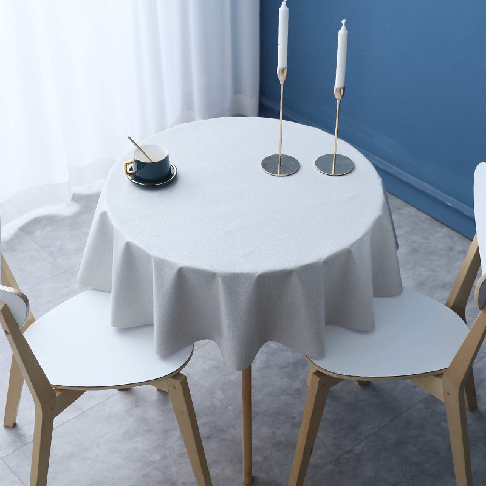 Manteles Mesa Antimanchas Impermeable Cloruro de Polivinilo Nórdico o para Cocina Comedor Beige a Circulo Diámetro 180cm