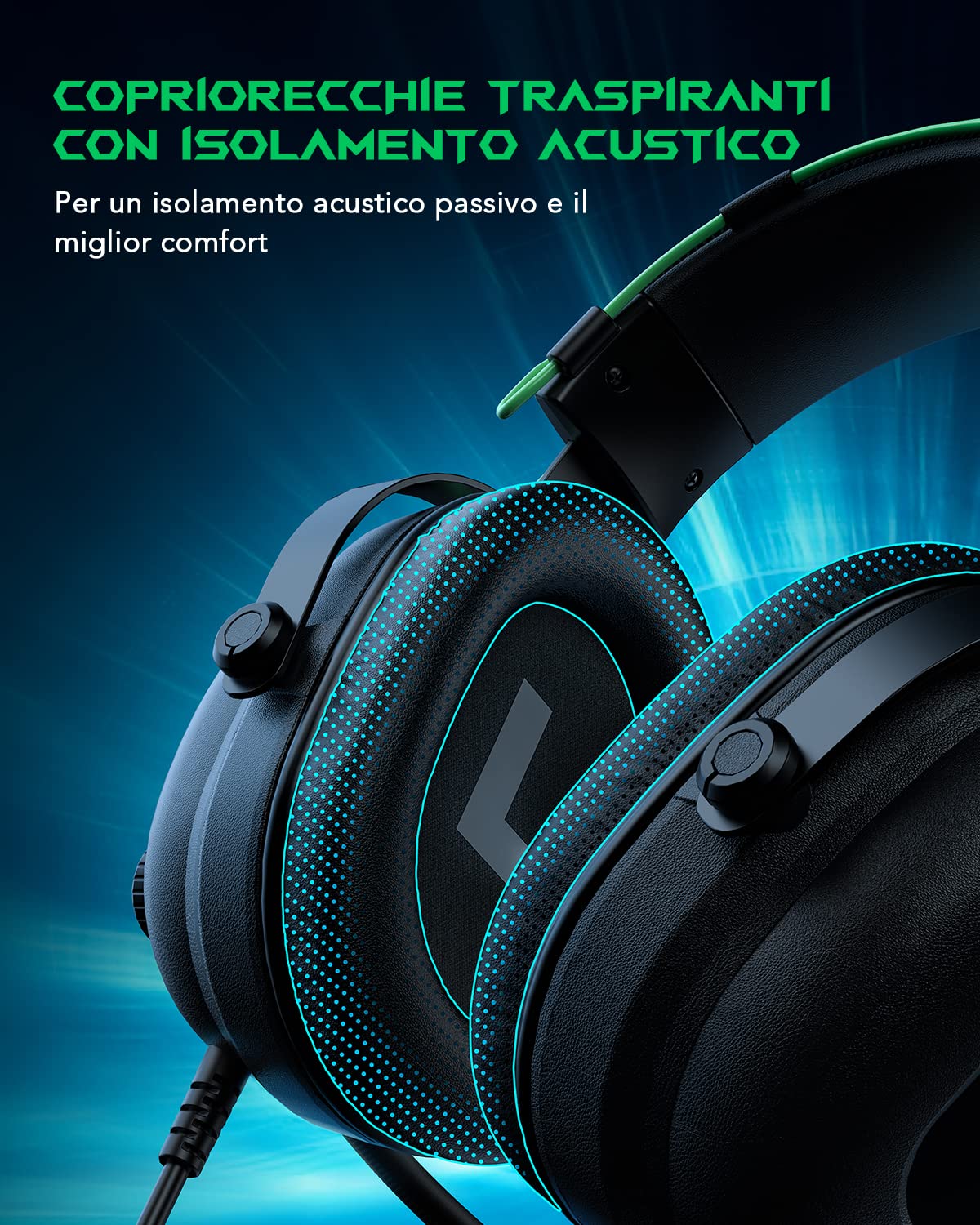 Black Shark Cuffie Gaming con Microfono Cardioide che Elimina i Rumori, Cuffie da Gaming per PC, PS4, PS5, Xbox, Switch, Driver Dinamici 50mm, Over-ear Cuffie con Microfono e Luce LED