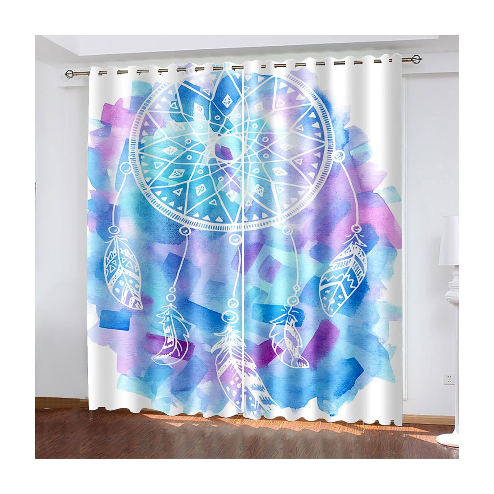 Łapacz snów zasłony do sypialni z oczkami, urocze zasłony do sypialni salonu 2 panele, szer. 137 cm x dł. 240 cm