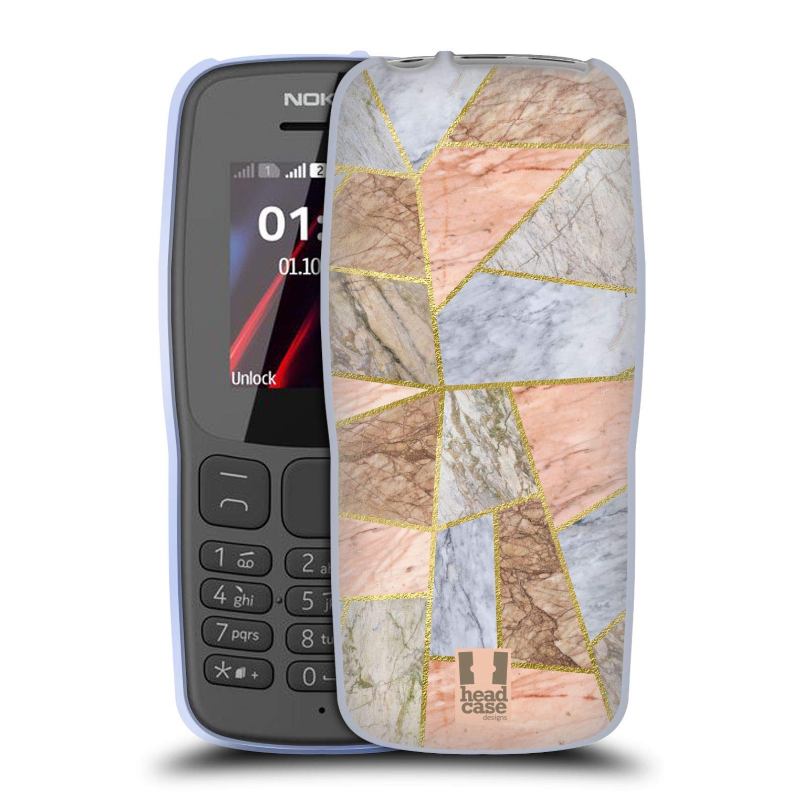 Head Case Designs Turtle Shell Pastel Geometric Marble Soft Gel Case Compatible With Nokia 106 (2018)