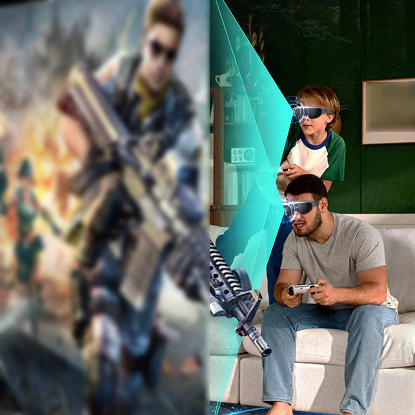 Occhiali Intelligenti, Schermo HD Virtuale da 400 Pollici con Regolazione della Miopia da 0 a 600°, Display OLED, Altoparlanti Integrati, connettività di Tipo C per Cinema e