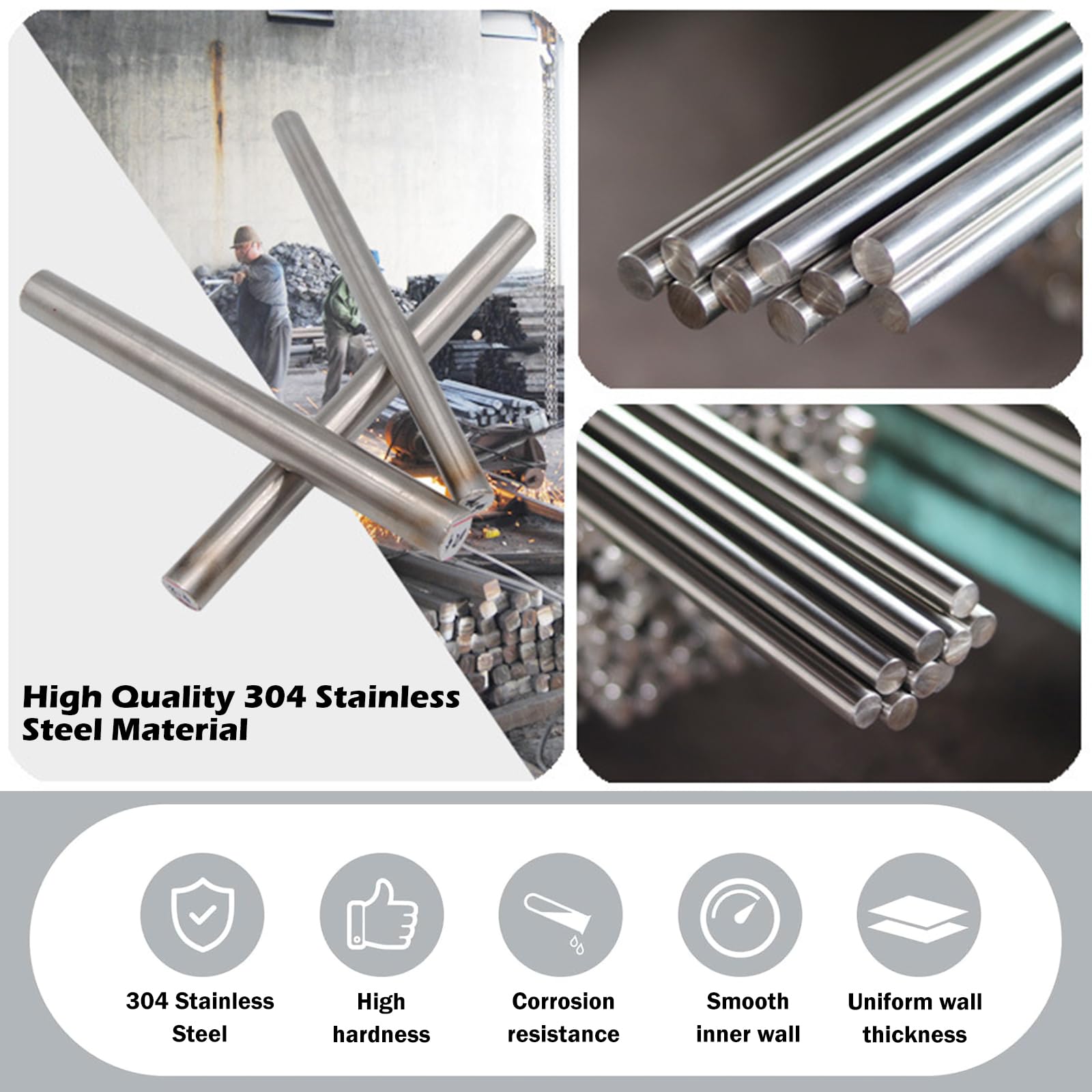 3 mm x 300 mm Rundstab aus 304 SUS – Präzisions-DIY-Metallstab for Modellbau, RC-Autos, Wellenunterstützung, Verbindungsstück(2Pcsx24mmx500mm)