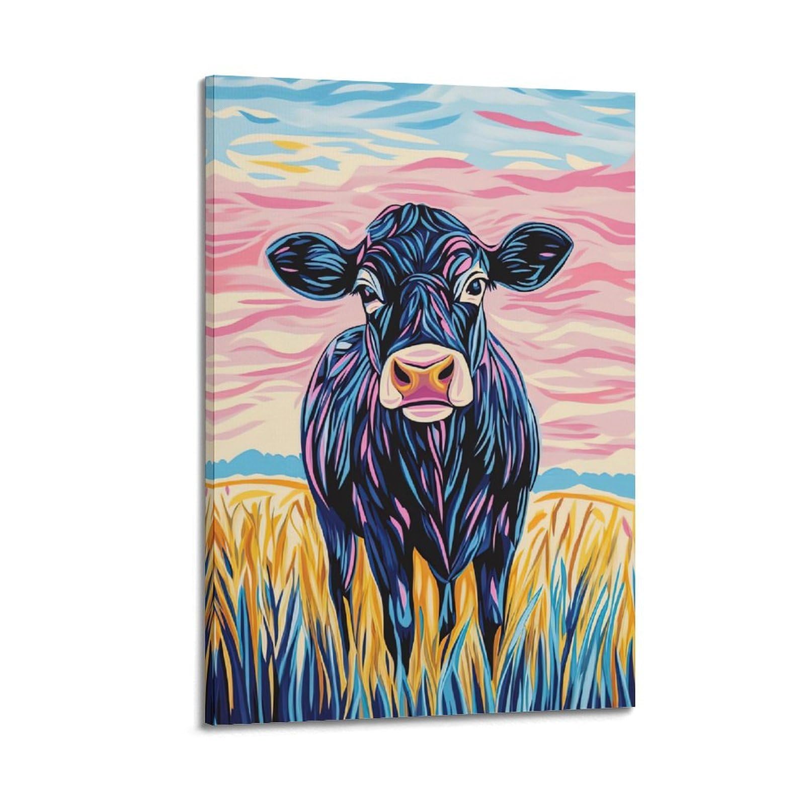 WZKTCL Animal Poster The Lonely Cow Poster Decorative Painting Canvas Wall Posters And Art Picture Print Modern Family Bedroom Decor Posters 20x30inch(50x75cm)