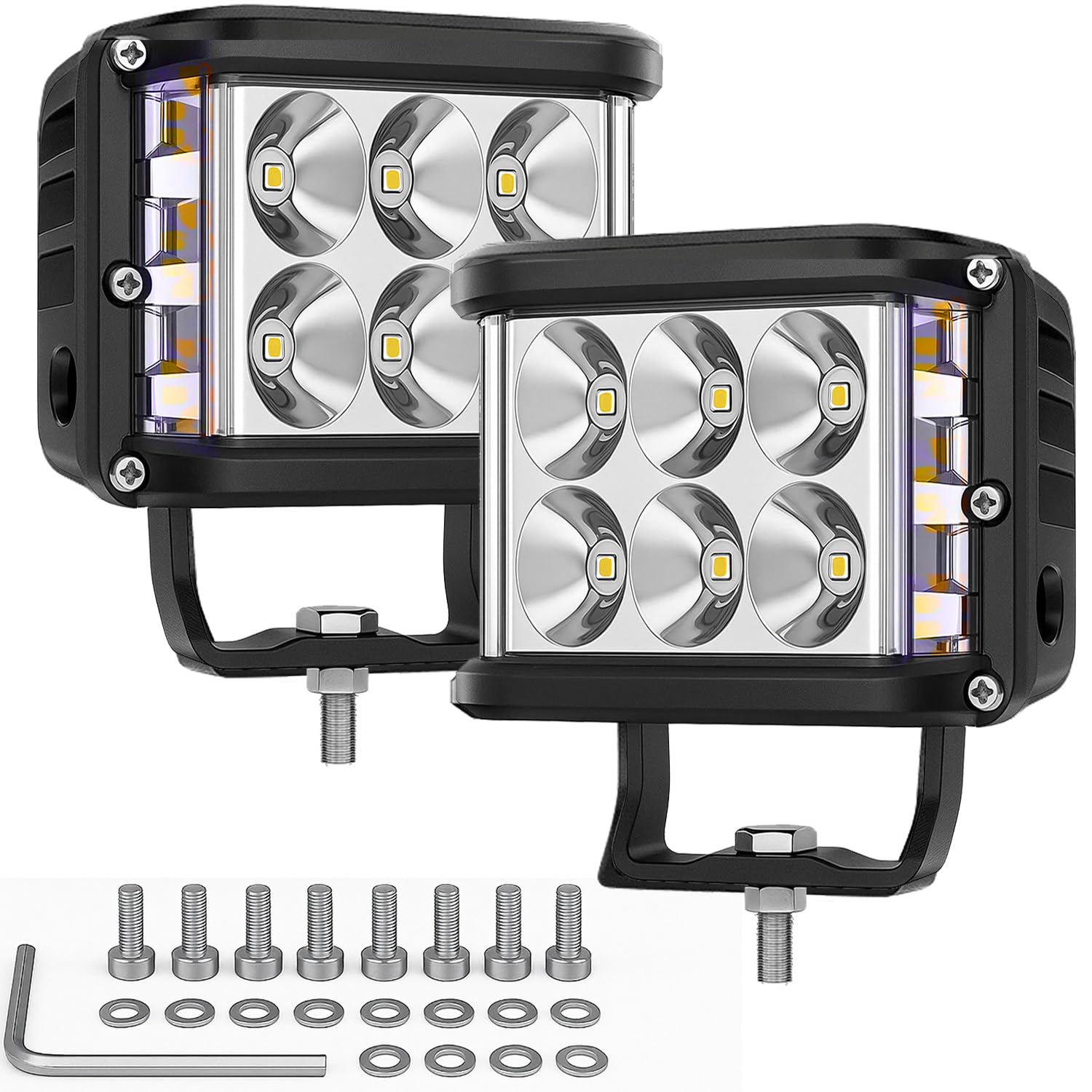 Willpower 2P Phare LED 4 Pouces 60W stroboscopique | 12V Spot cube, compatible bateau tracteur 4x4 SUV