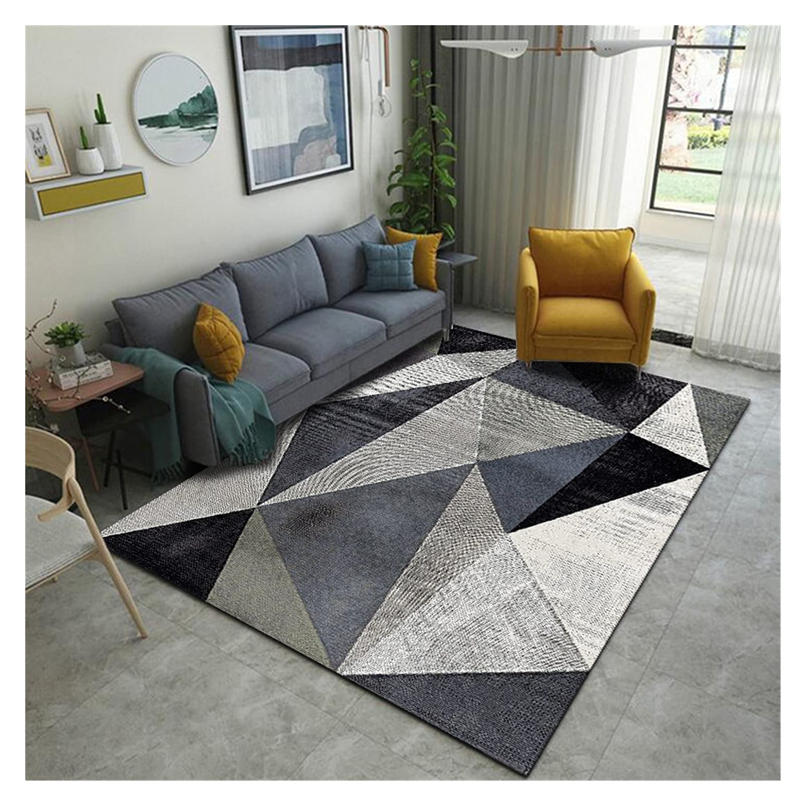 Teppich Wohnzimmer Teppich Waschbar Schlafzimmer Großflächige Teppiche Moderner Druck Bodenteppich Teppichen für Kinderzimmer(Dark Grey,80x120cm)