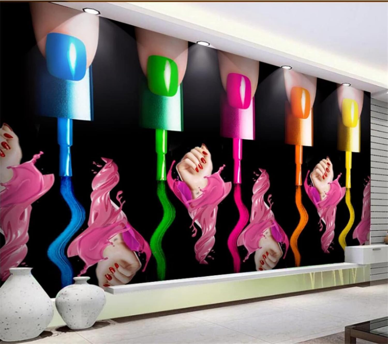 Panoramiczna tapeta do paznokci włóknina tapeta salon piękności plakat Trompe l'oeil Mural 3D sztuka dekoracja ścienna salon sypialnia 250x175 cm 2916b