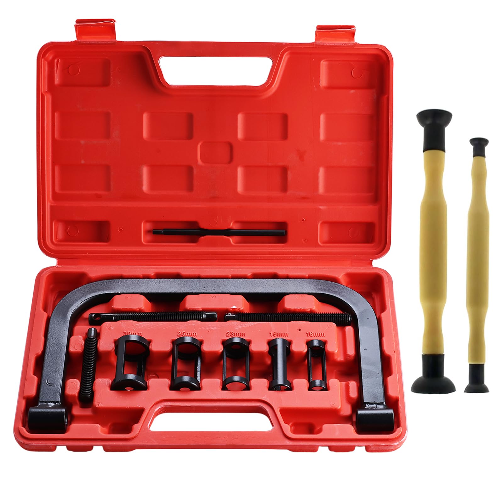 FreeTec 12 Pezzi Compressore Molle Valvole, 16-30mm Set Compressore Molle Valvole con Smerigliavalvole, Morsetto C Massiccio Attrezzo Compressore Molle della Valvola per Motore Moto Auto