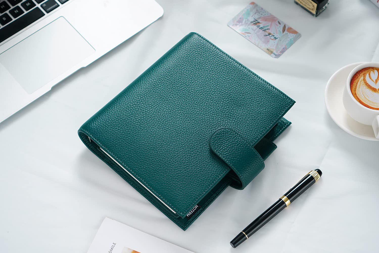 Moterm Personal-Wide Luxe Ringe Planer - Echtes Leder Binder Organizer (30mm Ring, Kiesel-Tiefes teal)