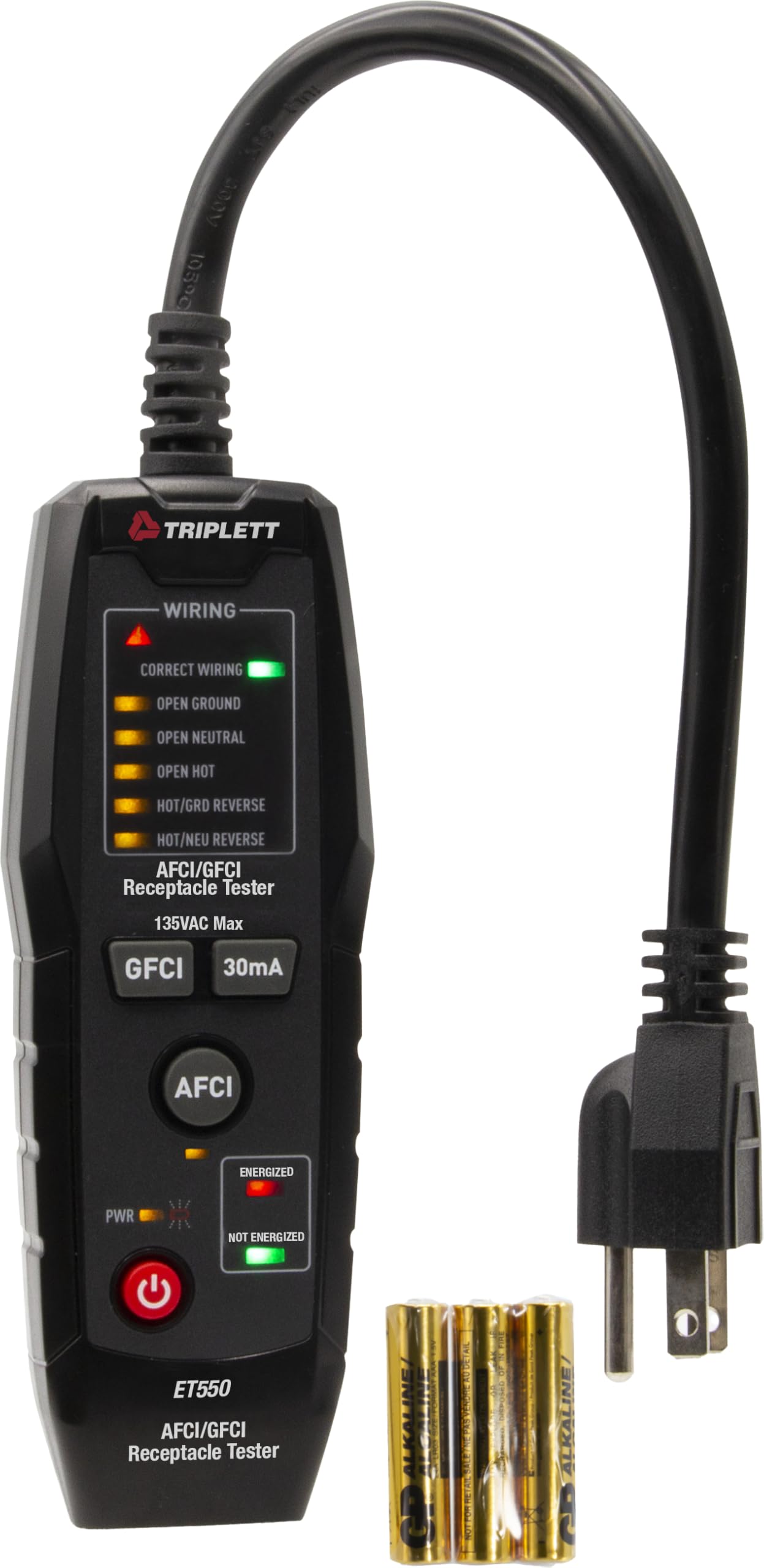 Triplett ET550 - Probador de receptáculo AFCI/GFCI