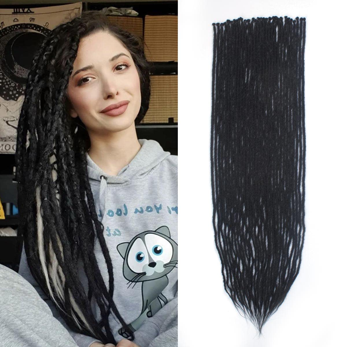 Smooth Black Midnight Faux Dreadlock Extensions Dreadlock Extensions Black - Etsy main image 4