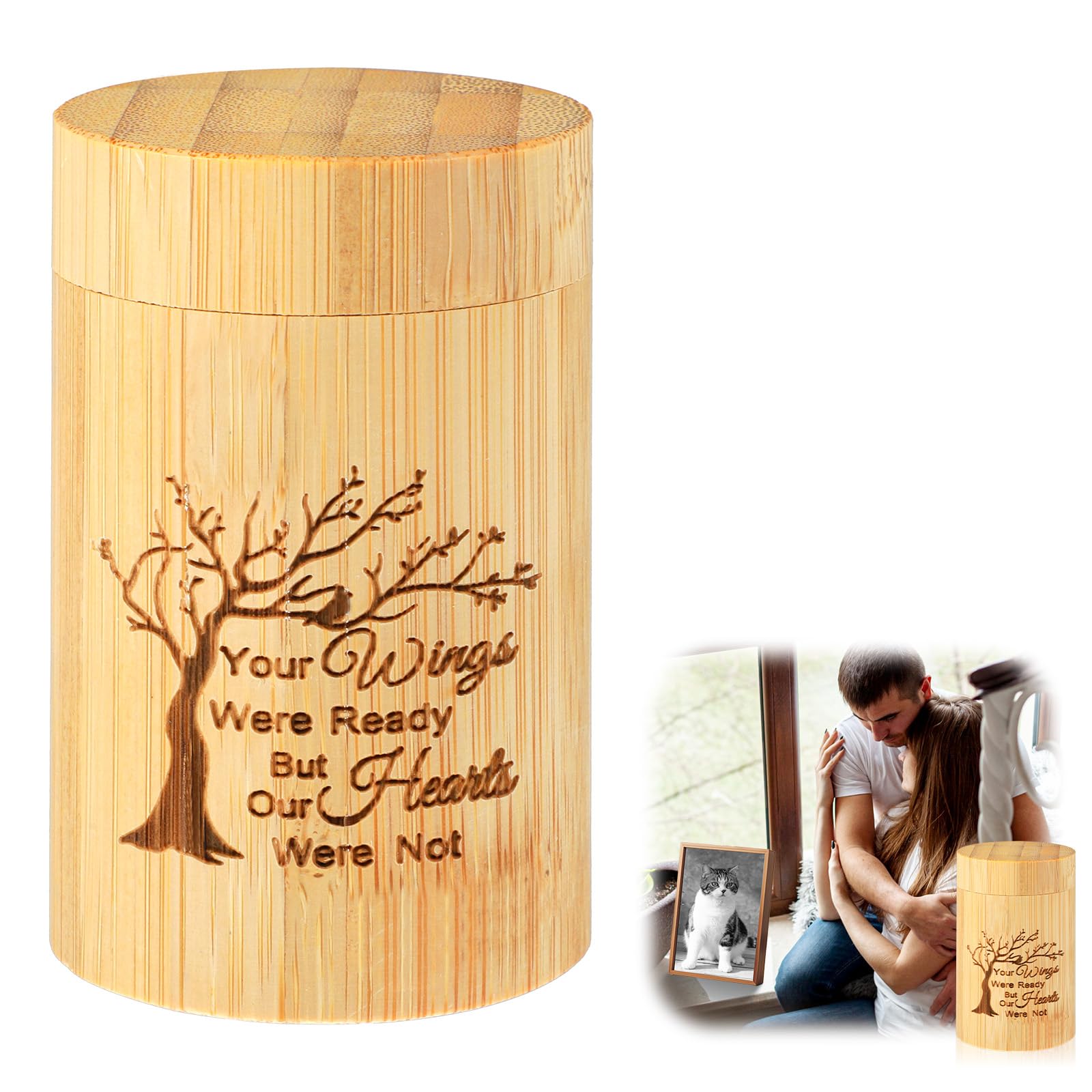Wooden Urns for Human Ash Small Urns for Human Ashes Keepsake with Tree and Wish Word