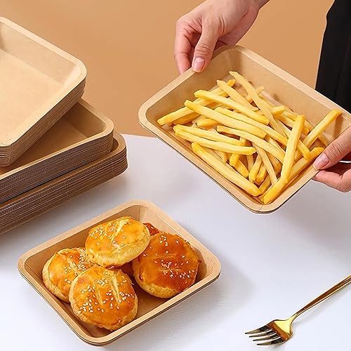Miniatura 4 de 6000 bandejas de papel kraft desechables, bandejas de alimentos resistentes al agua y al aceite, bandejas rectangulares para parrillas, para picnic