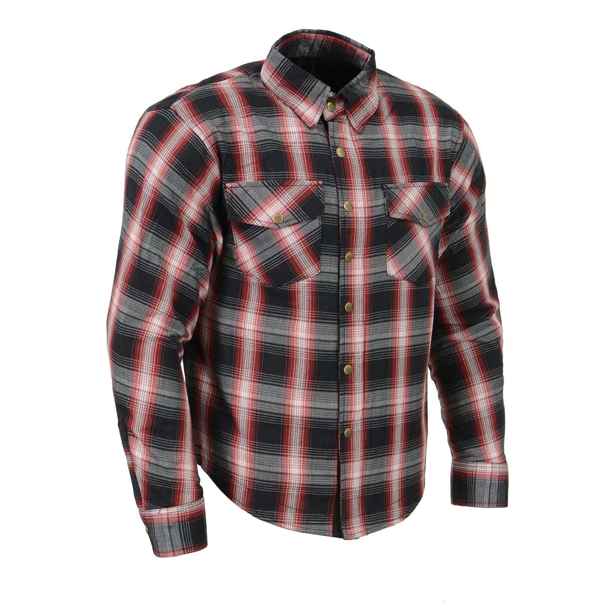 Milwaukee Leather MPM1653 Men's Plaid Flannel Biker Shirt with CE Approved Armor - Reinforced w/Aramid Fibers - X-Large Multi