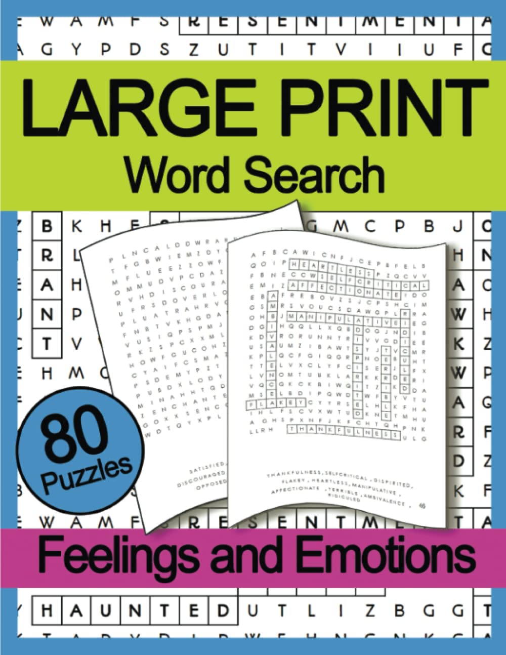 Large Print Word Search for Seniors | Feelings and Emotions: Jumbo Puzzle Book for Adults with Low Vision Impairment