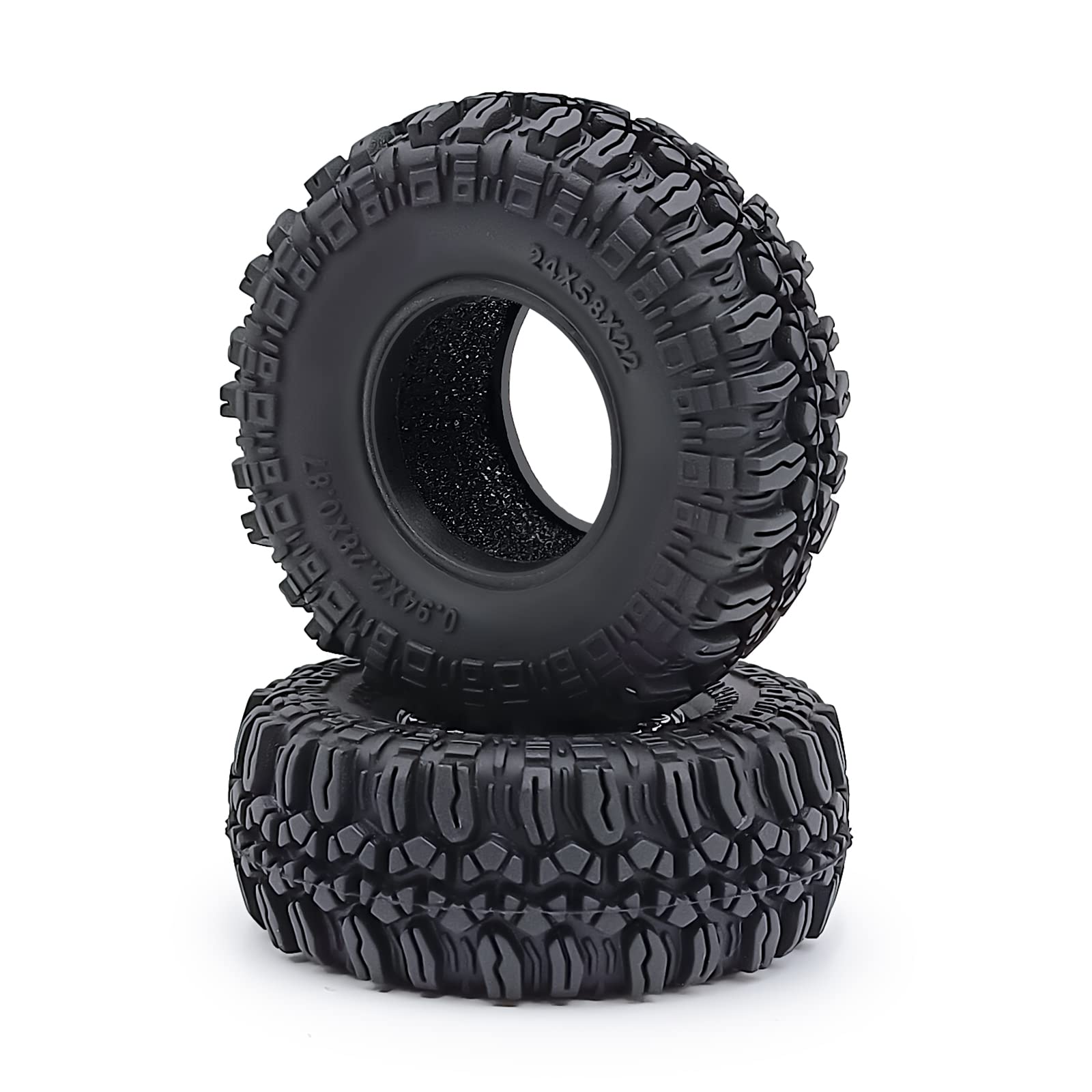 AXSPEED RC 58mm Rubber Crawler Tires with Foam for 1/18 TRX4M Upgrade Parts,Pack of 4 (Style A)