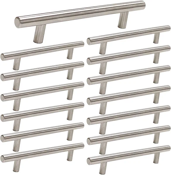 homdiy 15 Pack Brushed Nickel Cabinet Pulls 3 Inch Handles Stainless Steel Cabinet Hardware for Kitchen and Bathroom Cabinets, 5 Inch Overall Drawer Pull