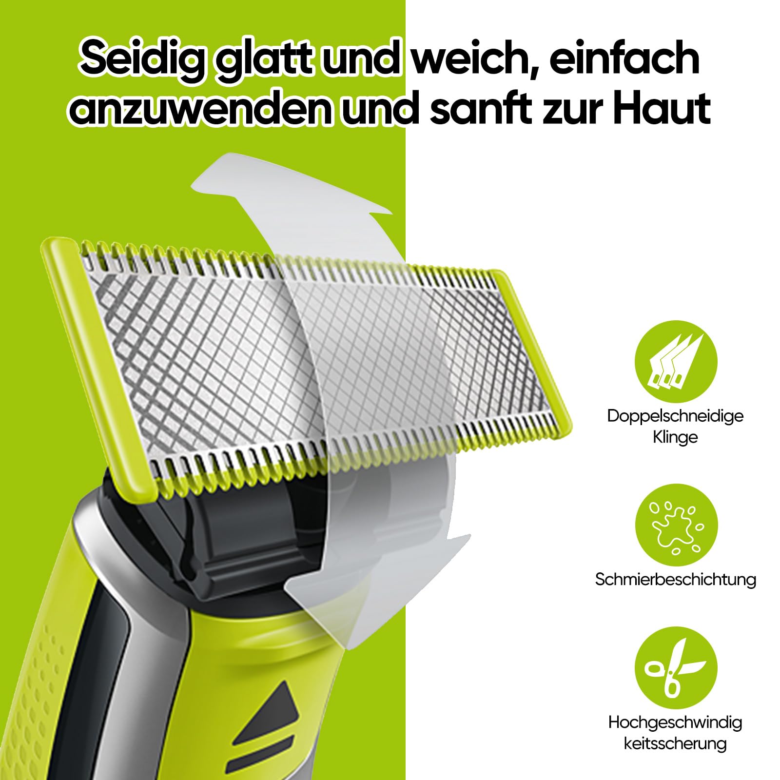 Lames de rechange pour Philips OneBlade | Lot de 3 lames OneBlade de rechange, pour la taille de la barbe et du corps. Lames en acier inoxydable de haute qualité, sûres et durables - 5