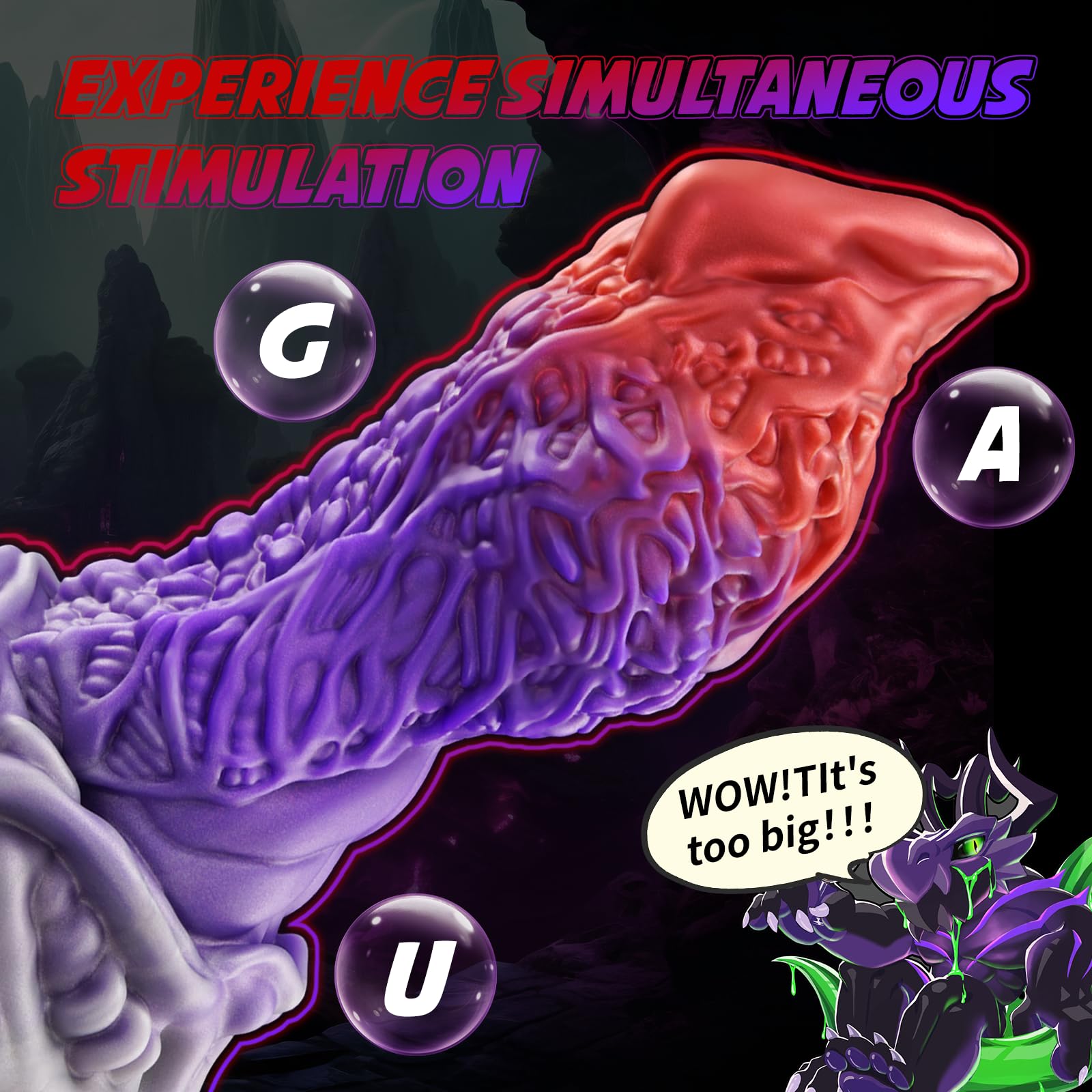 Nothosaur MAGARA 8.8 Inch Realistic Sex Toys Monster Dildo for G Spot Clitoral Anal Stimulation Body-Safe Material with Strong Suction Cups, Sex Adult Toys for Women Men and Couple - Blazed: XL Blazed