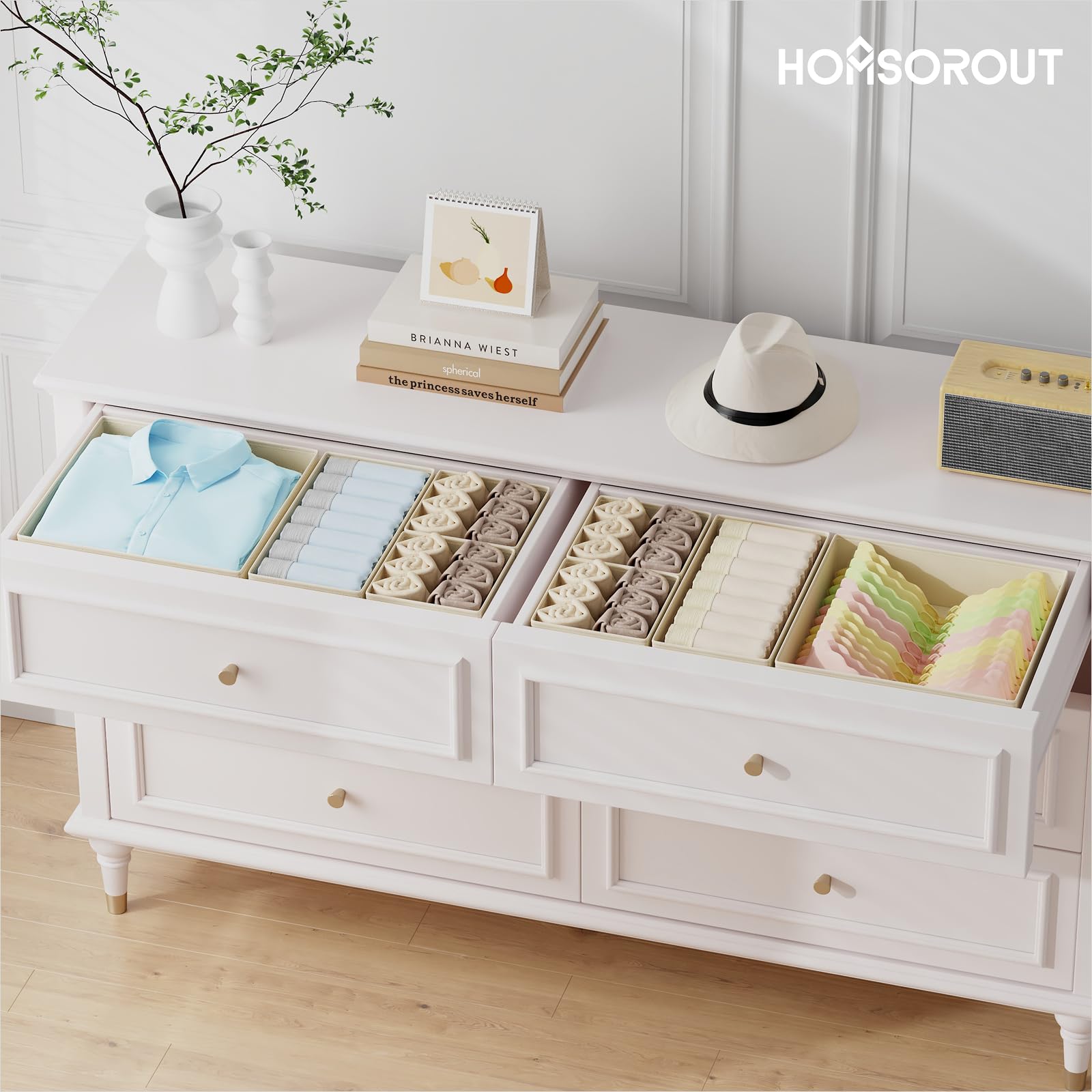 Homsorout Drawer Organisers Foldable Drawer Dividers - Image 3