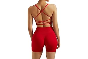 Fofoa Seamless Workout Set: Strappy Sports Bra and Scrunch Butt Shorts