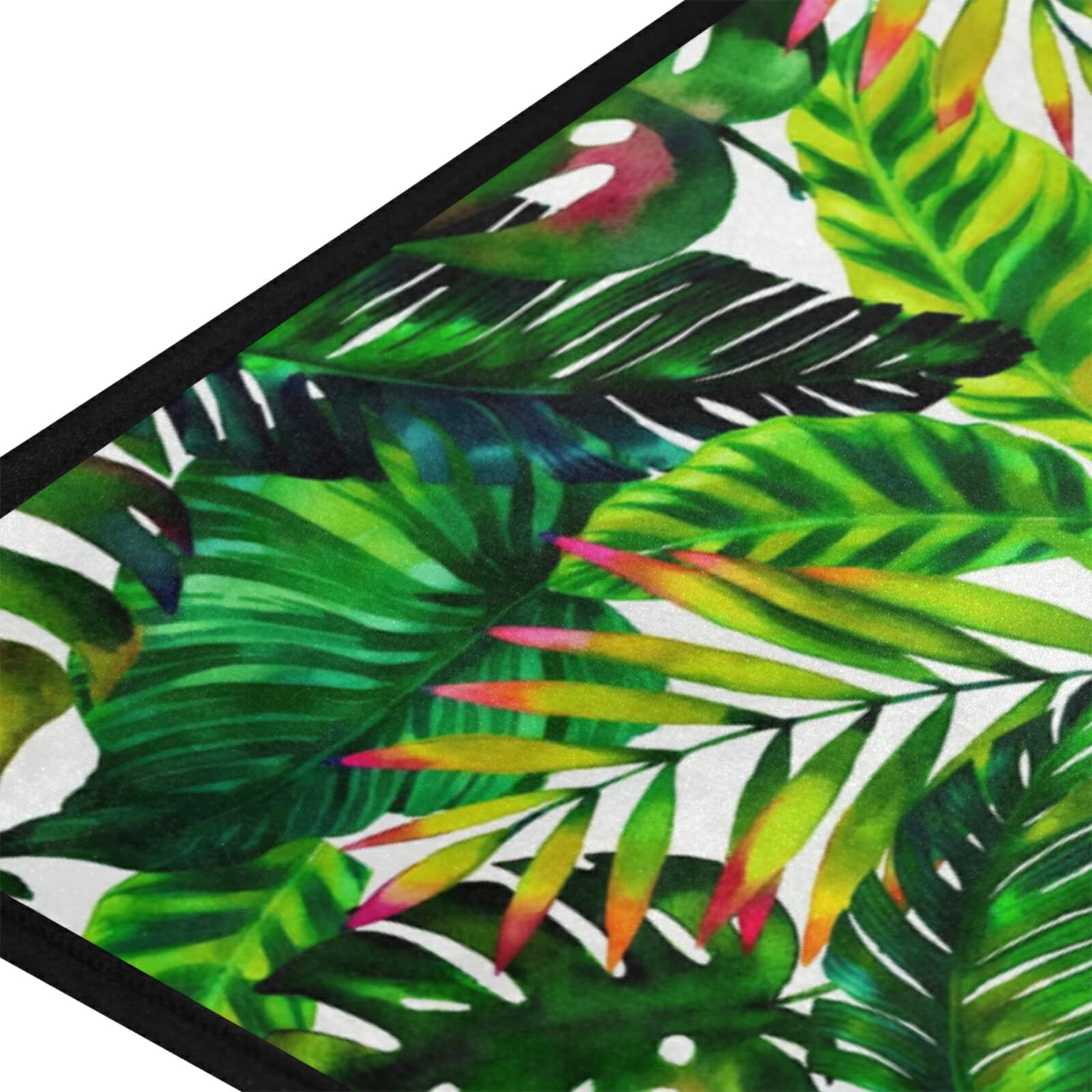 Naanle Palm Leaf Kitchen Floor Mat Watercolor Tropical Leaf Non Slip Absorbent Comfort Standing Mat Kitchen Runner Rug for Hallway Entryway Bathroom Living Room Bedroom 39 x 20 inches